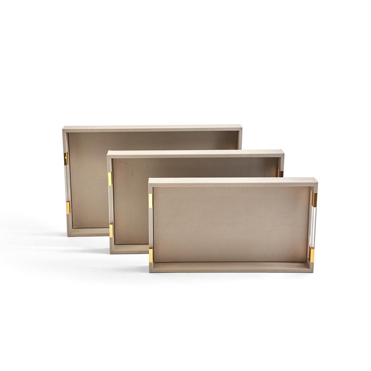 Taupe Decorative Rectangle Tray Set Of 6 By Tozai Home | Trays | Modishstore - 4