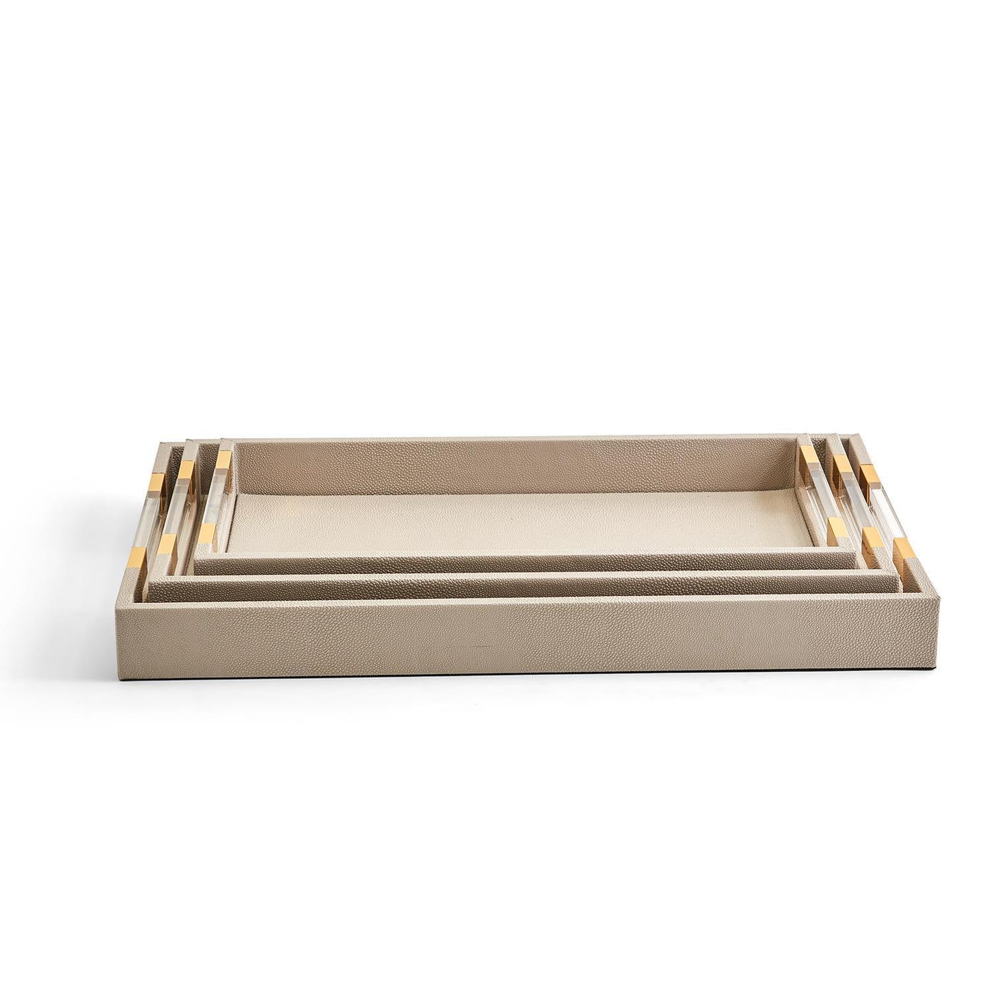 Taupe Decorative Rectangle Tray Set Of 6 By Tozai Home | Trays | Modishstore - 3