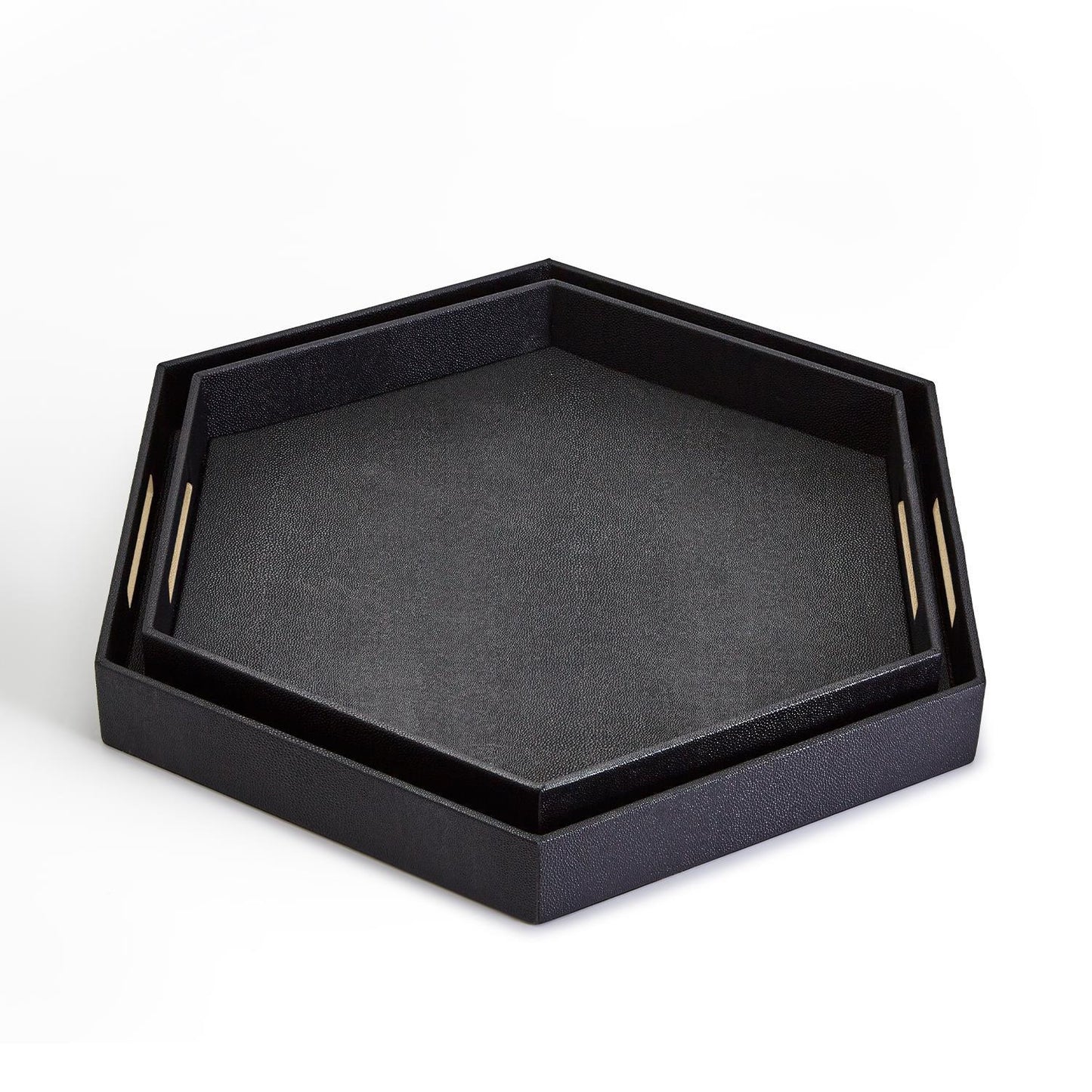 Black Hexagon Stingray Tray Set Of 6 By Tozai Home | Trays | Modishstore - 4