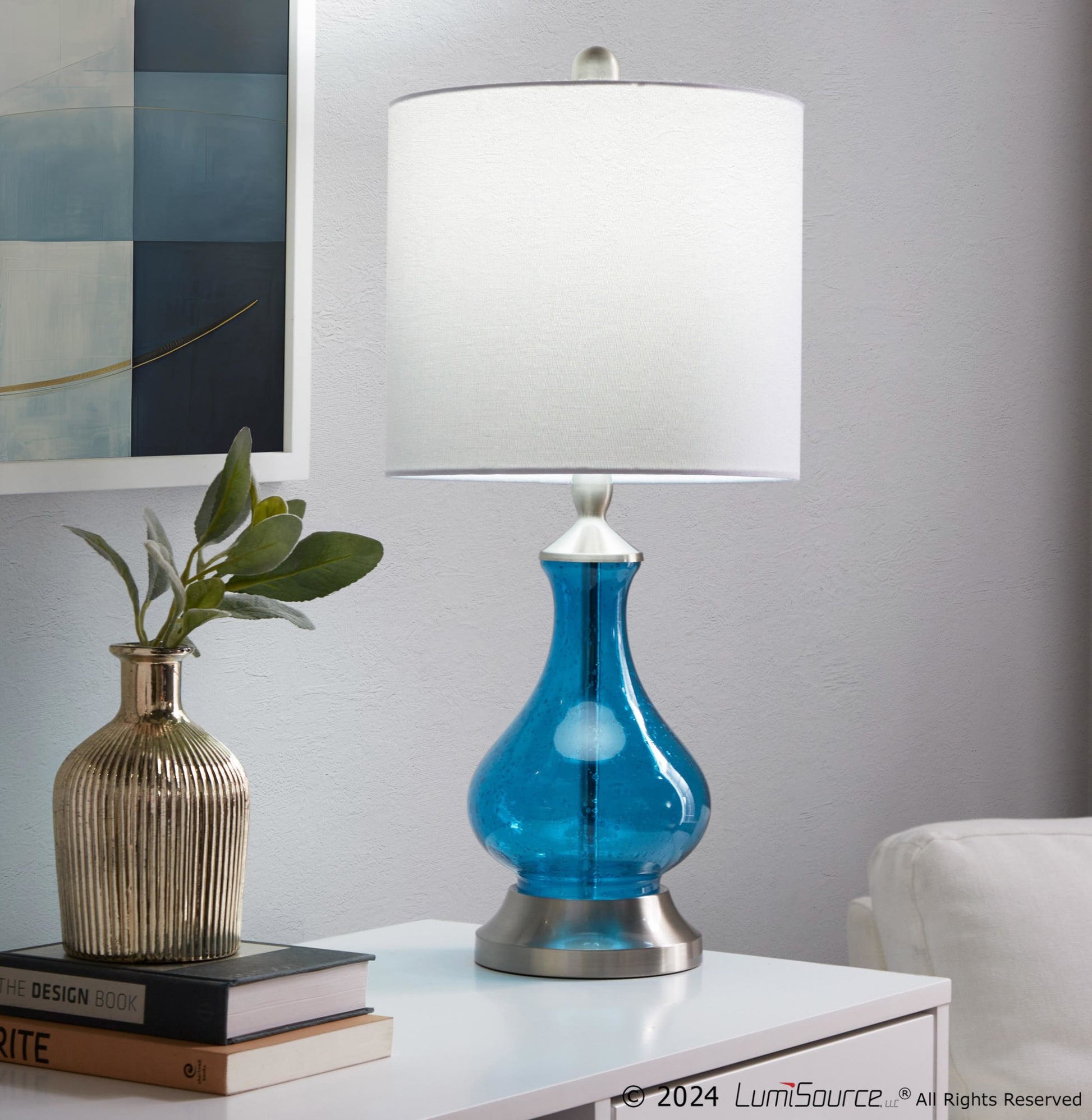 Jasmine 22" Glass Accent Lamp By LumiSource - GTG22-JASMN BUBNIW | Table Lamps | Modishstore - 2