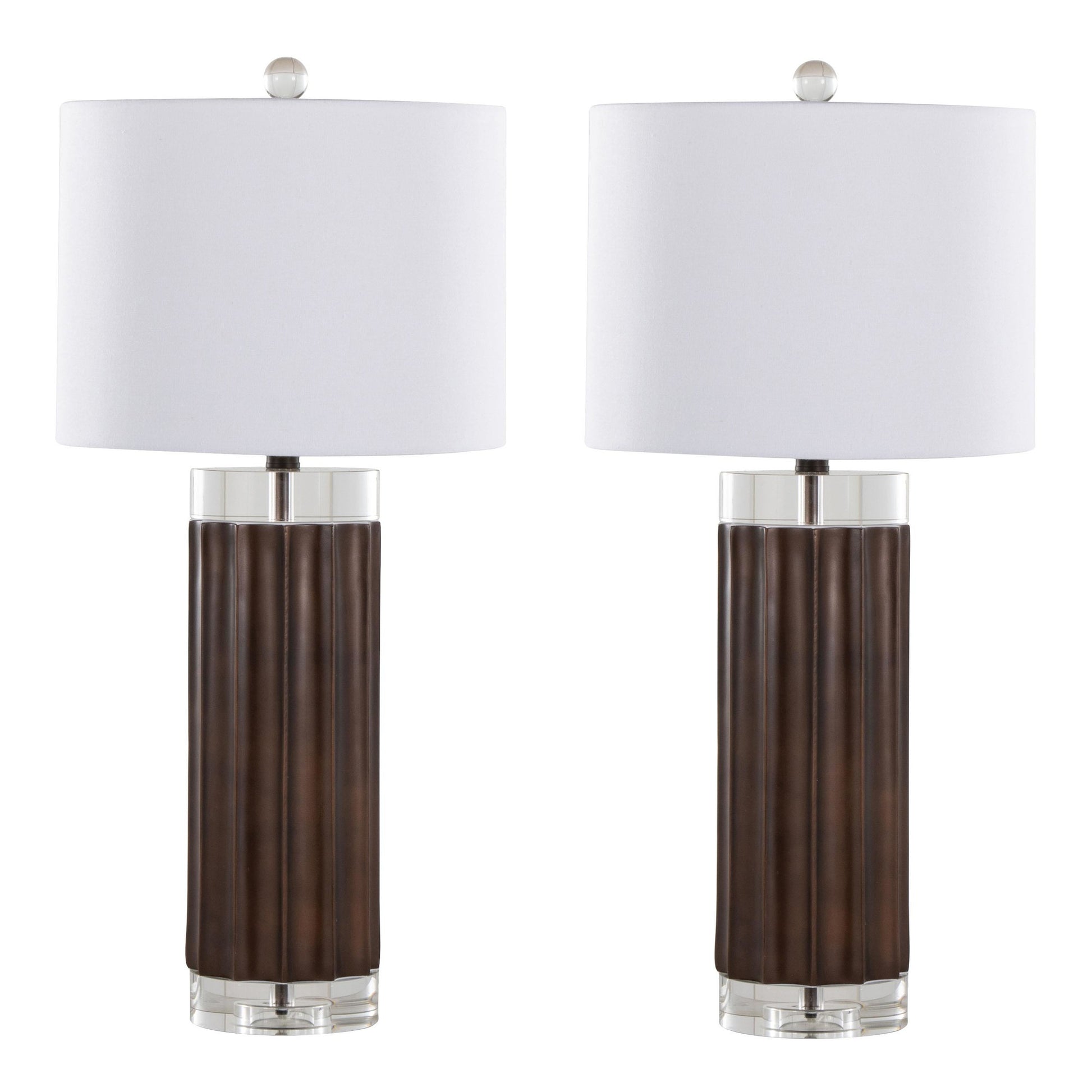 Cylinder Fluted 29.25" Polyresin Table Lamp - Set of 2 By LumiSource - GTP29-CYLFLT BNW2 | Table Lamps | Modishstore - 3