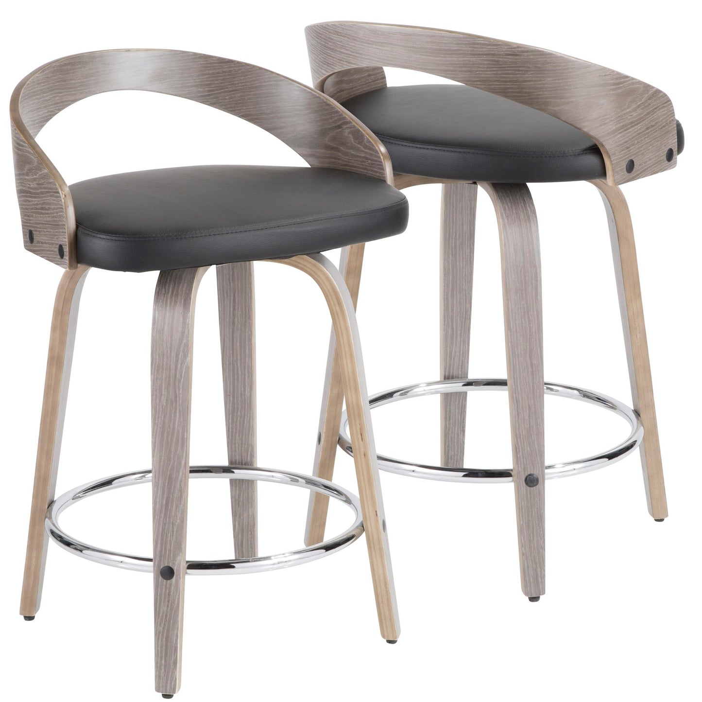 Grotto 24" Fixed-Height Counter Stool - Set of 2 By LumiSource - B24-GROTTOPU-GRTZQ2 LGYBKBK2 | Counter Stools | Modishstore - 16