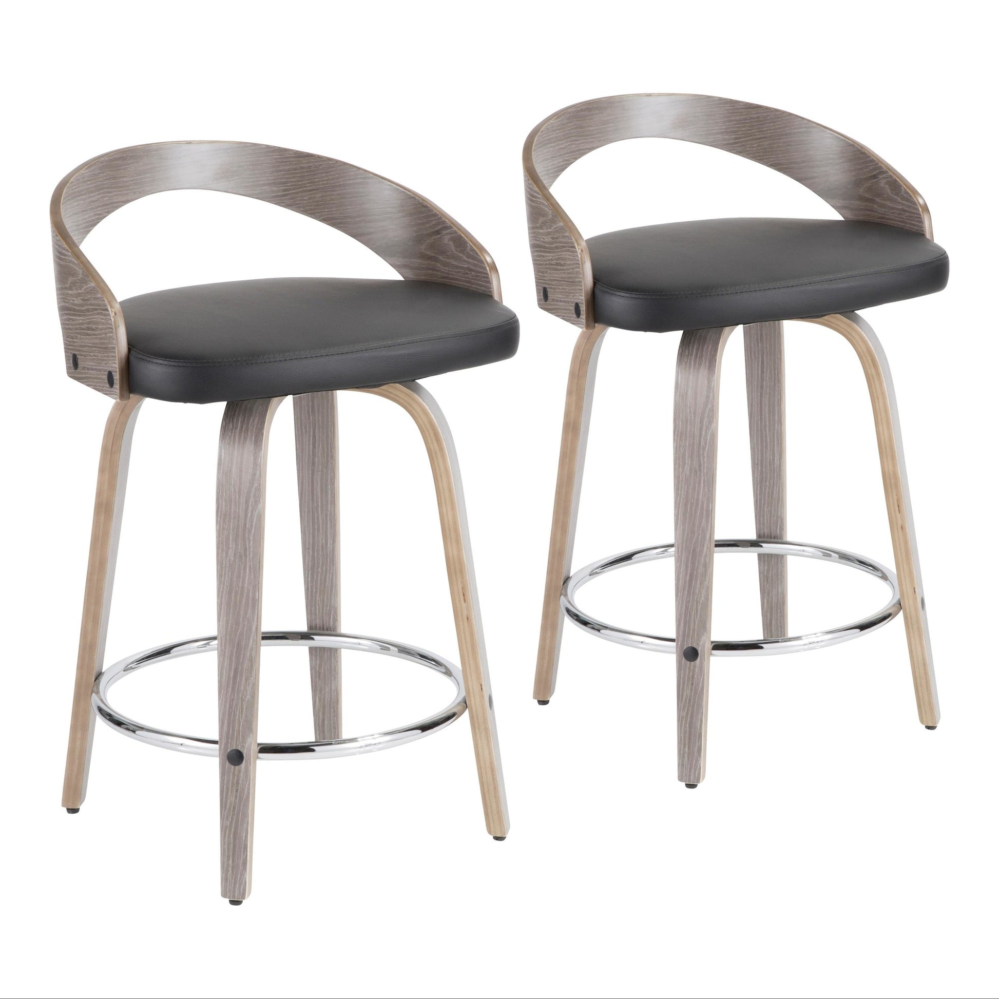 Grotto 24" Fixed-Height Counter Stool - Set of 2 By LumiSource - B24-GROTTOPU-GRTZQ2 LGYBKBK2 | Counter Stools | Modishstore - 15