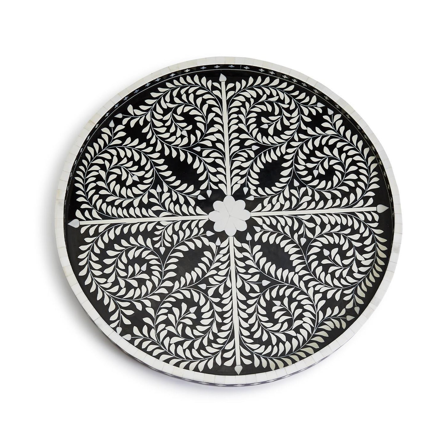 Black and White Decorative Round Serving Tray By Tozai Home | Trays | Modishstore - 2