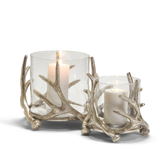 Silver Antler Candleholder & Glass Votive Set Of 4 By Tozai Home | Candle Holders | Modishstore - 1