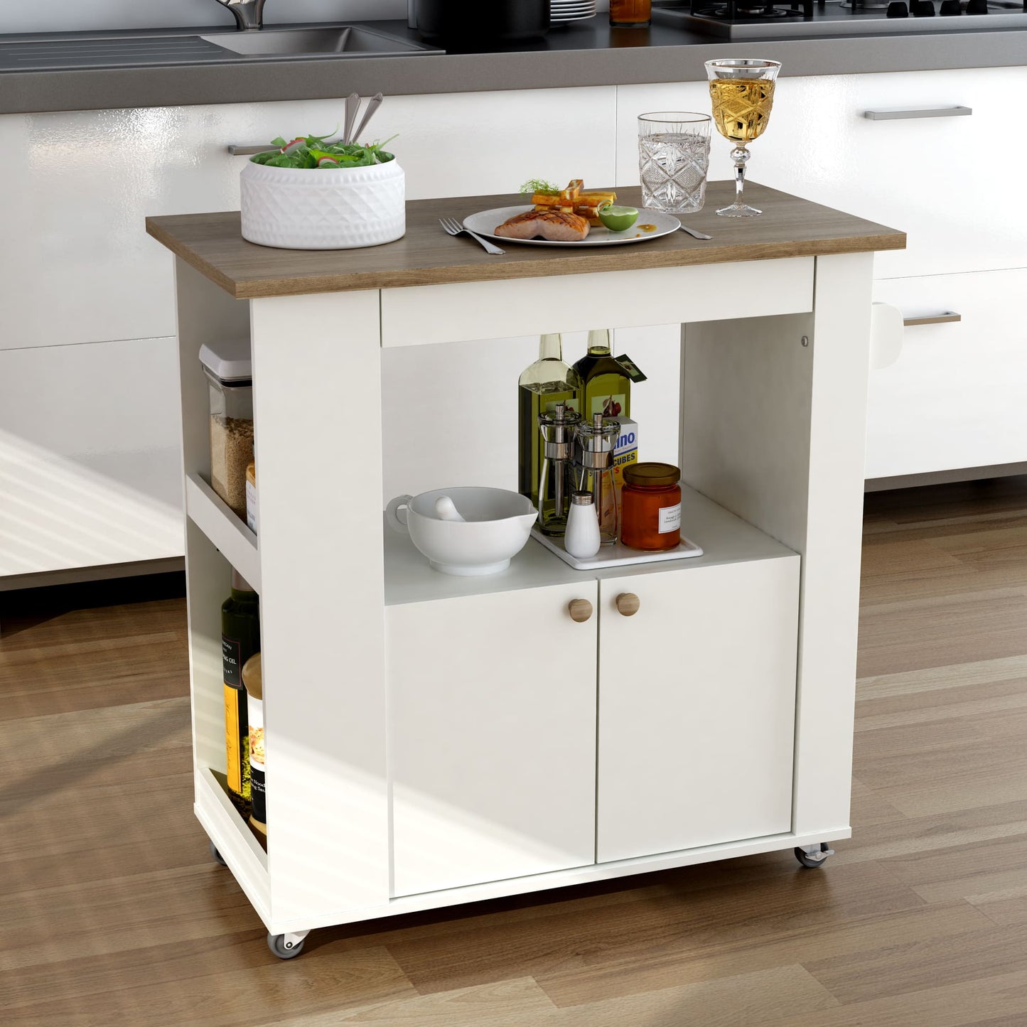 Aston 33.5" Kitchen Cart By Anderson Teak | Kitchen Carts | Modishstore