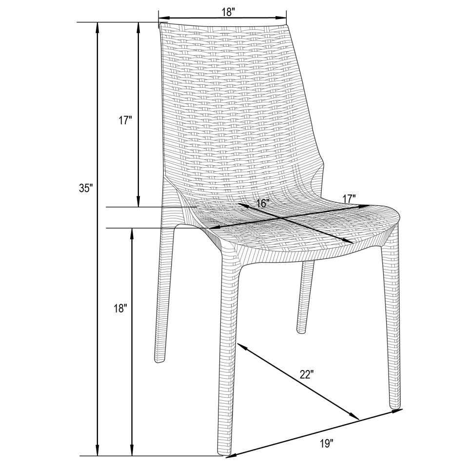 LeisureMod Kent Outdoor Patio Plastic Dining Chair - KC19GR | Outdoor Chairs | Modishstore - 6