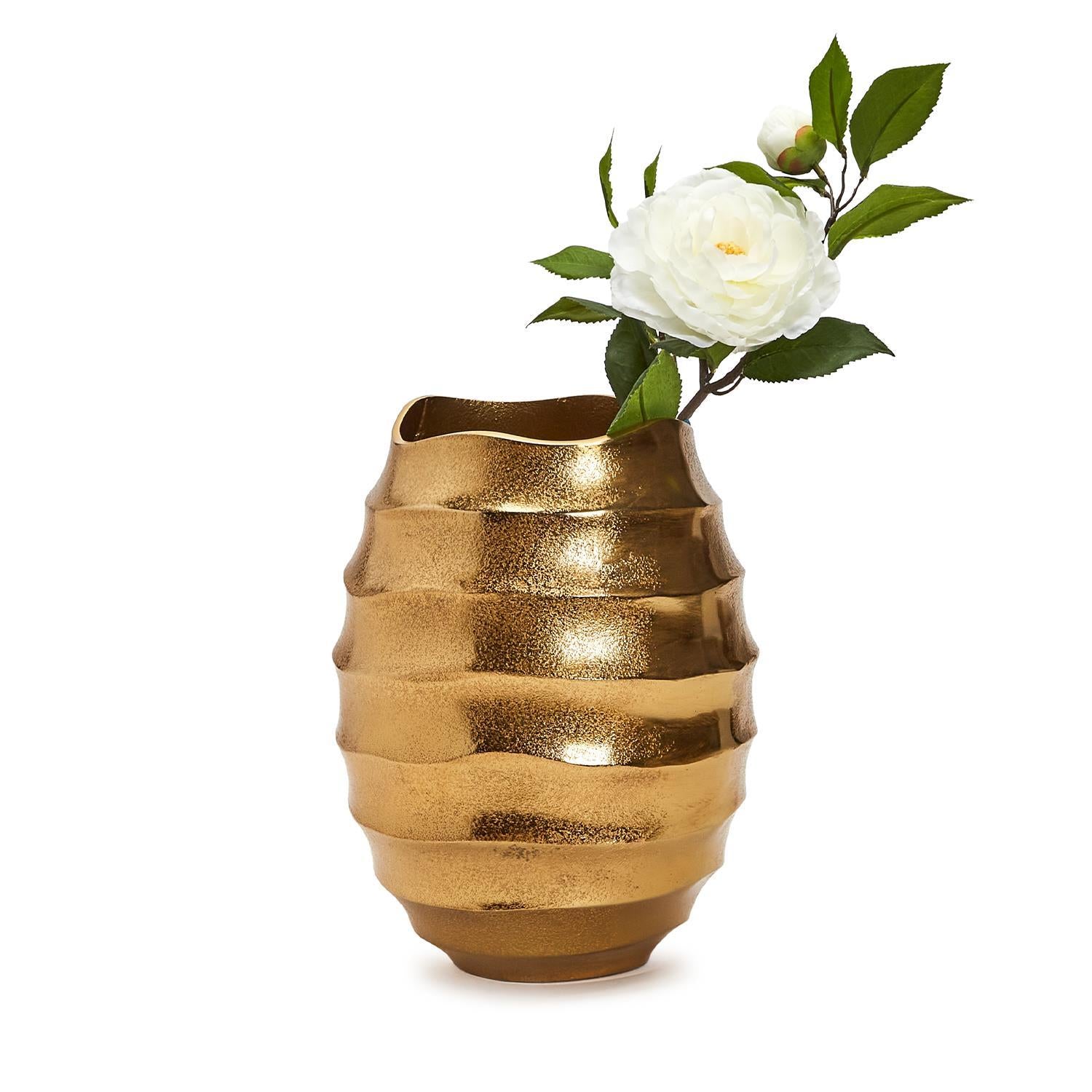 12" Golden Wave Vase Set Of 2 By Tozai Home | Vases | Modishstore - 1