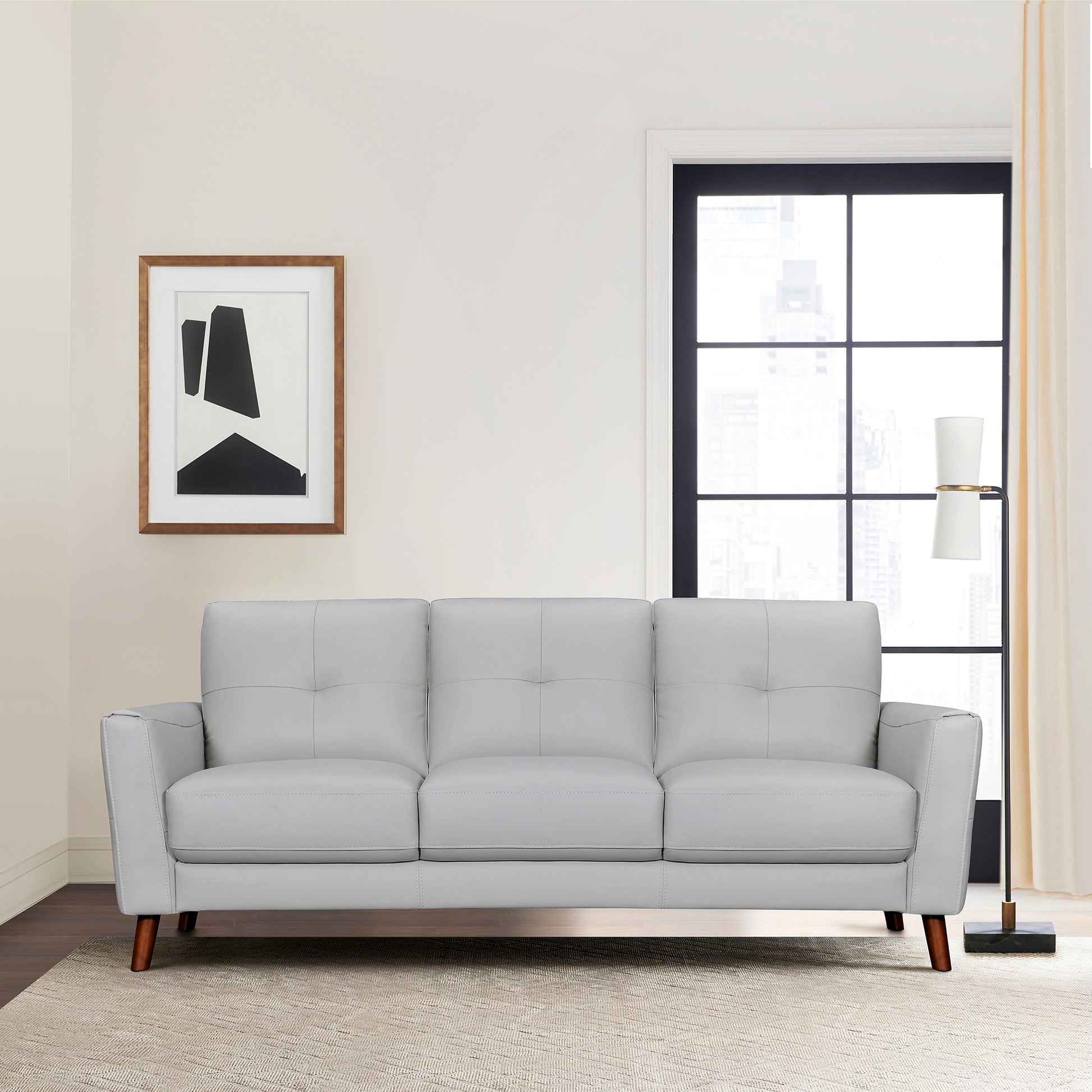 Almafi 82" Dove Gray Leather Sofa By Armen Living | Sofas | Modishstore