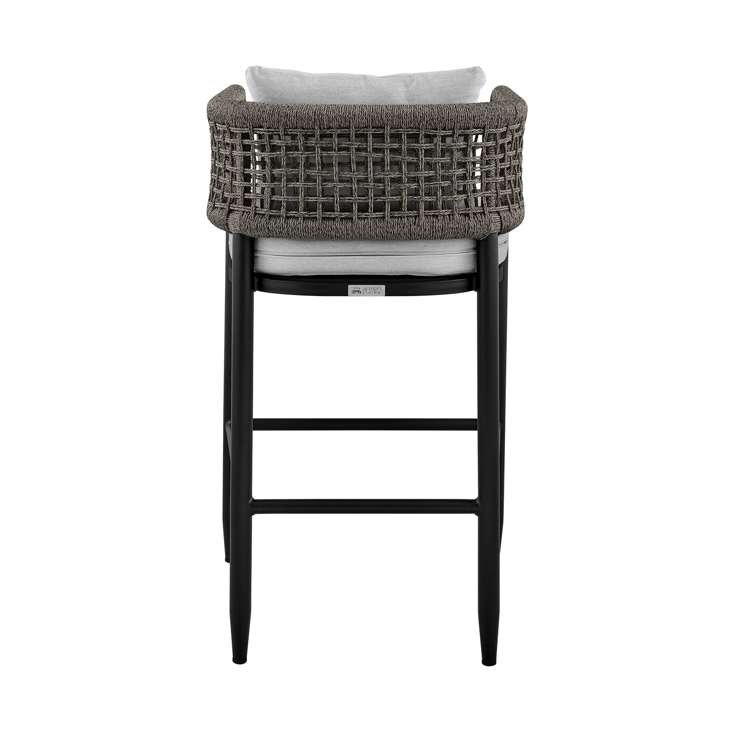 Alegria Outdoor Patio Counter Height Bar Stool in Aluminum with Gray Rope and Cushions By Armen Living | Bar Stools | Modishstore - 7