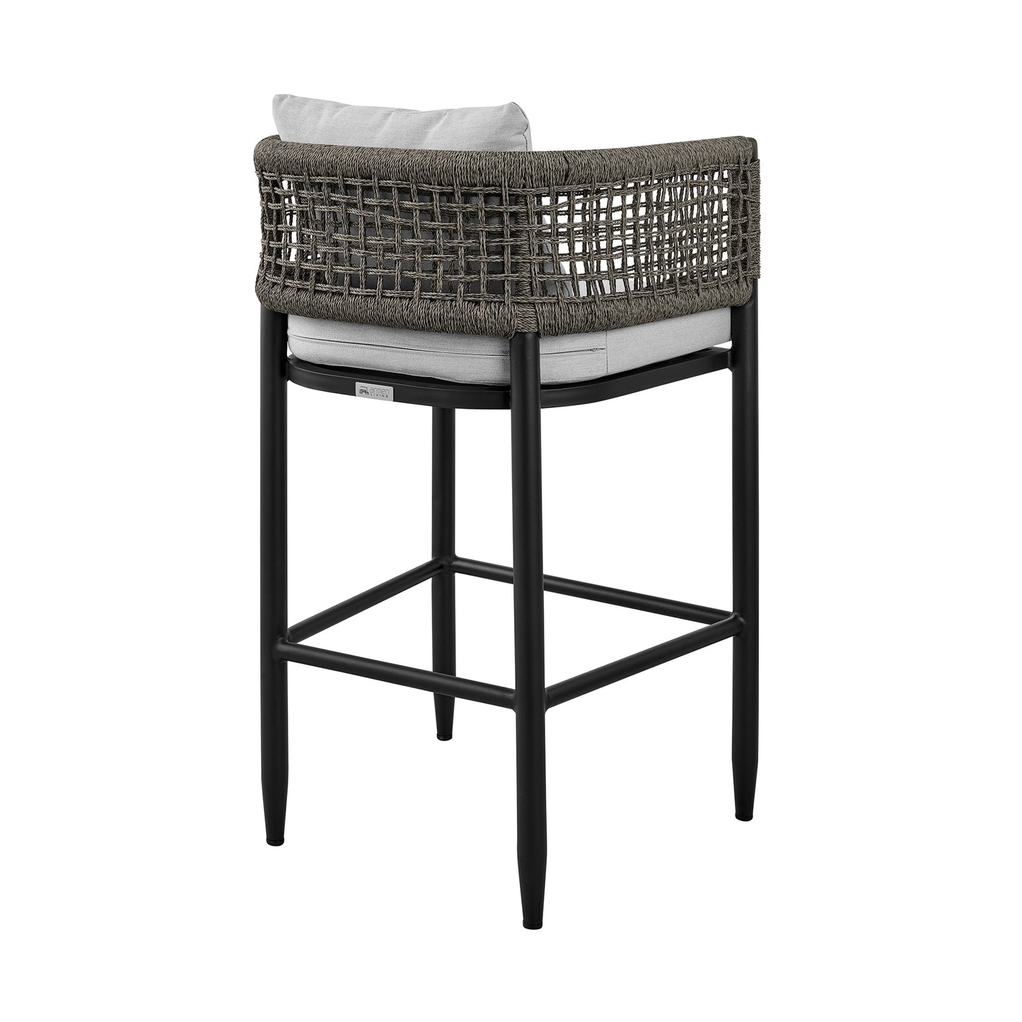 Alegria Outdoor Patio Bar Stool in Aluminum with Gray Rope and Cushions By Armen Living | Bar Stools | Modishstore - 6