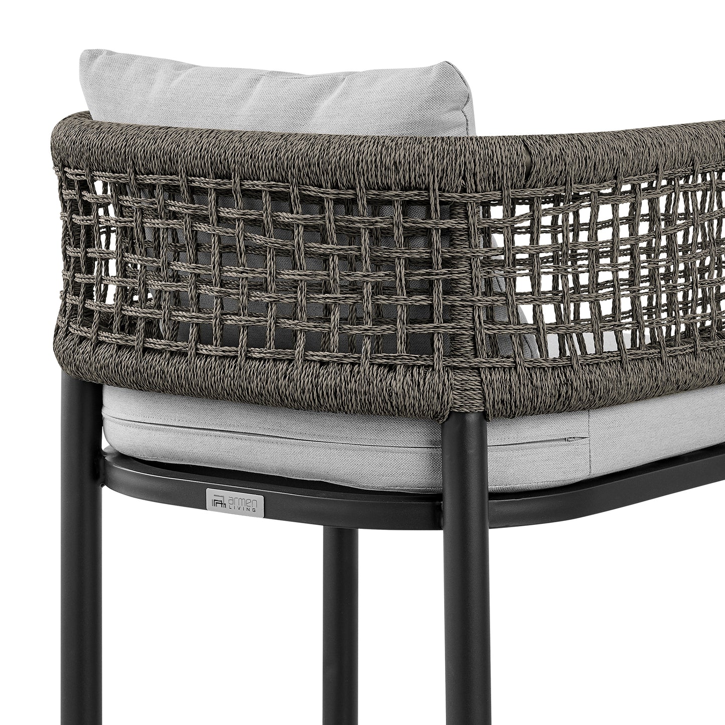 Alegria Outdoor Patio Bar Stool in Aluminum with Gray Rope and Cushions By Armen Living | Bar Stools | Modishstore - 11