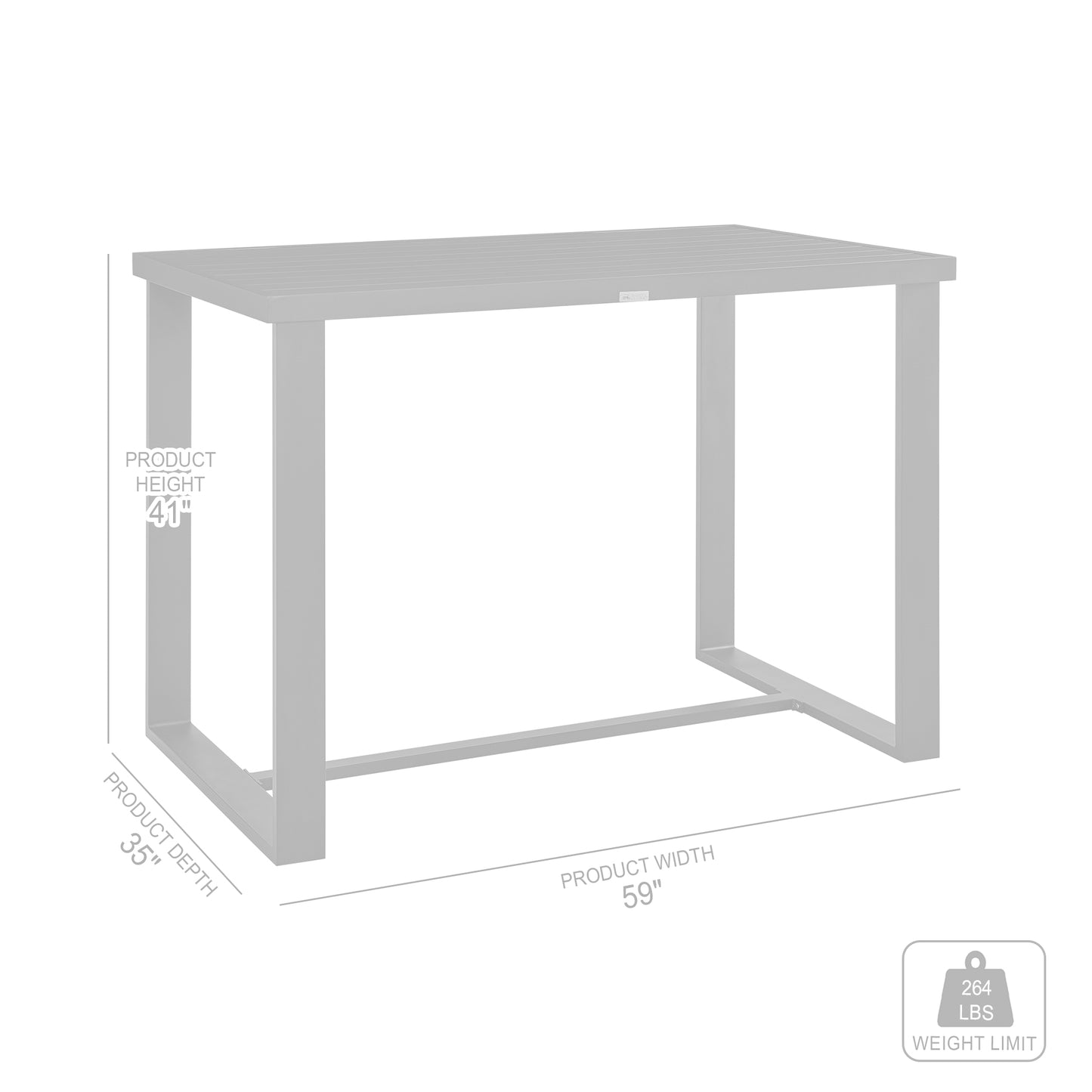 Alegria Outdoor Patio Bar Height Dining Table in Aluminum By Armen Living | Outdoor Tables | Modishstore - 8