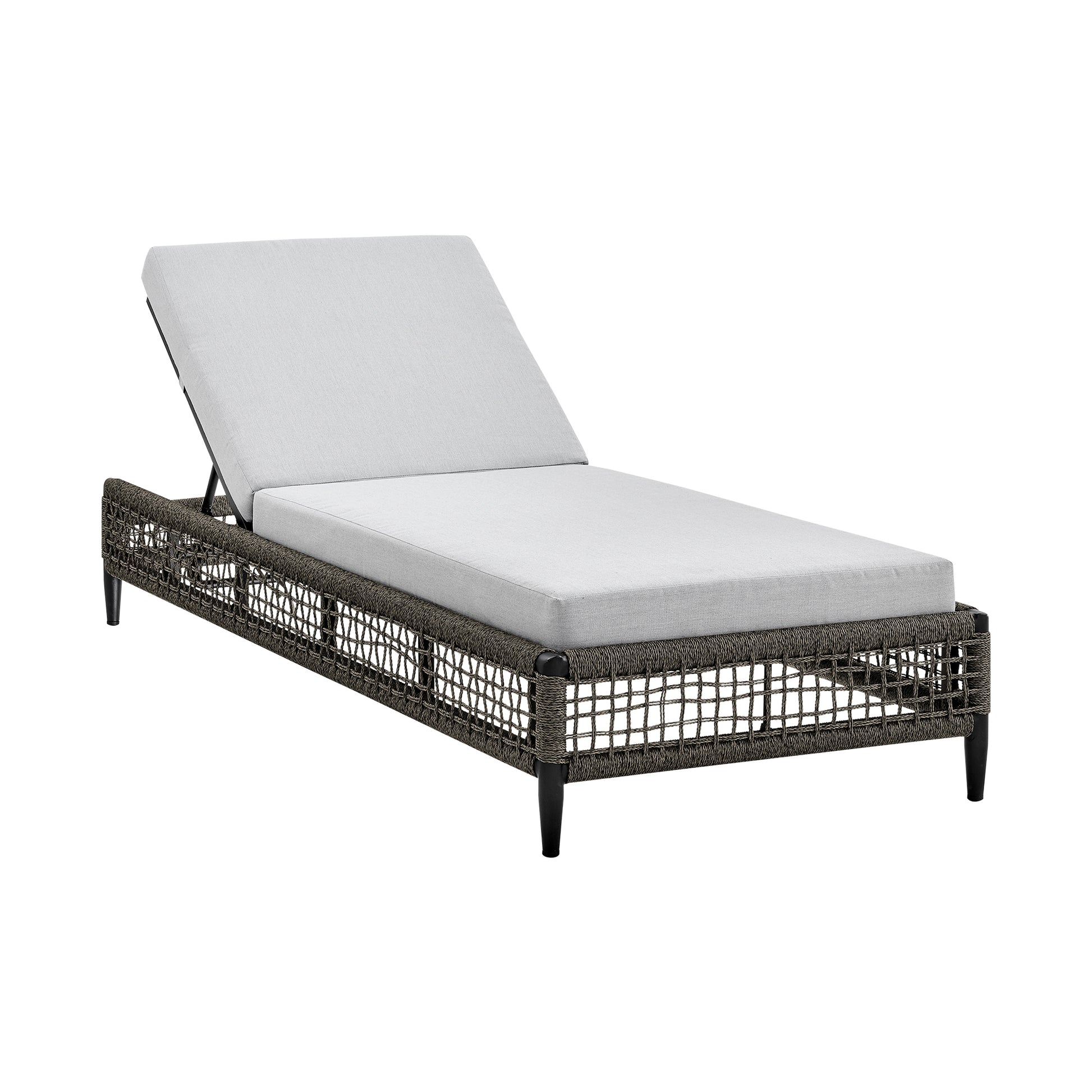 Alegria Outdoor Patio Adjustable Chaise Lounge Chair in Aluminum with Gray Rope and Cushions By Armen Living | Outdoor Chaise Lounges | Modishstore - 2