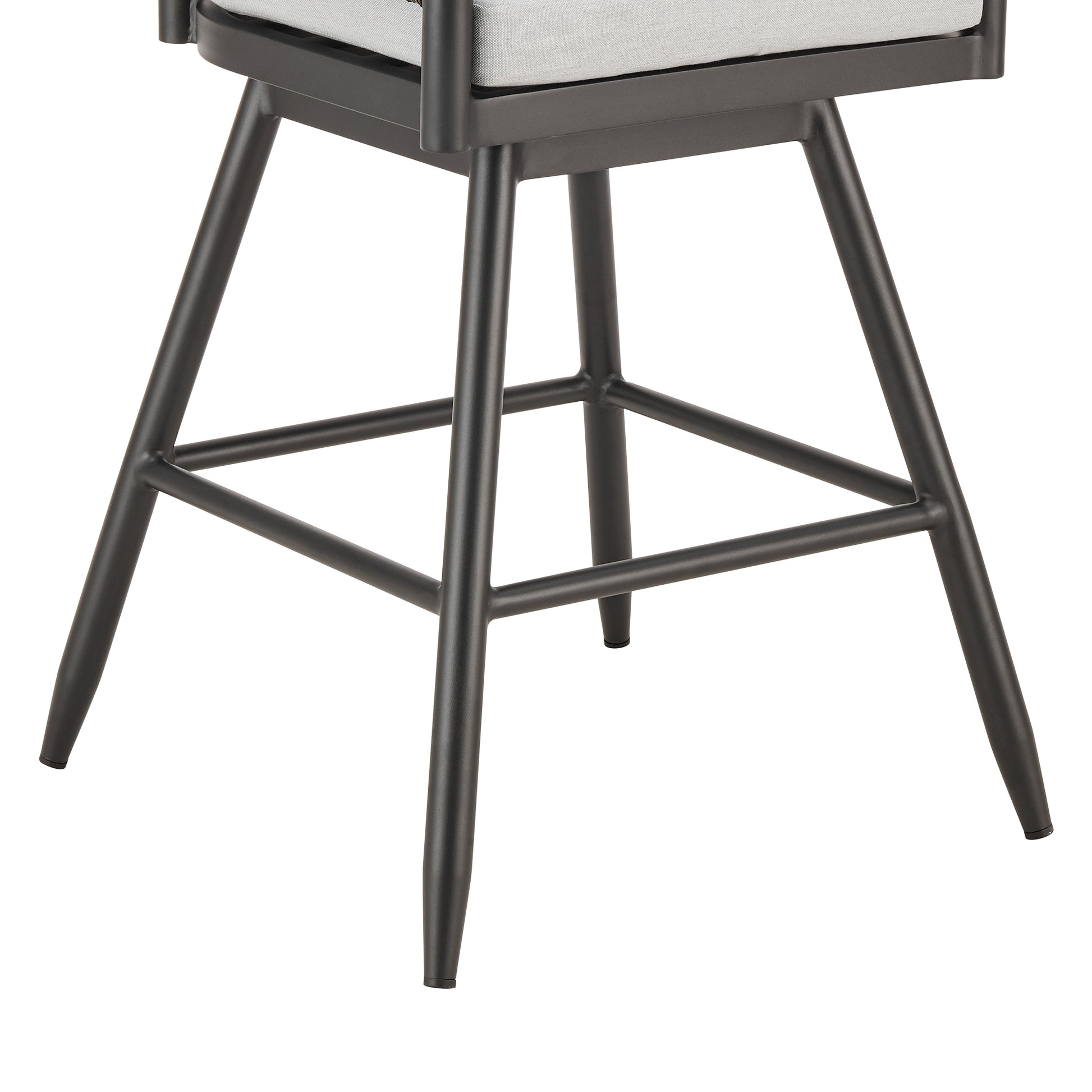 Alegria Outdoor Patio Swivel Counter Stool in Aluminum with Gray Rope and Light Gray Cushions By Armen Living | Bar Stools | Modishstore - 8