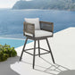 Alegria Outdoor Patio Swivel Counter Stool in Aluminum with Gray Rope and Light Gray Cushions By Armen Living | Bar Stools | Modishstore