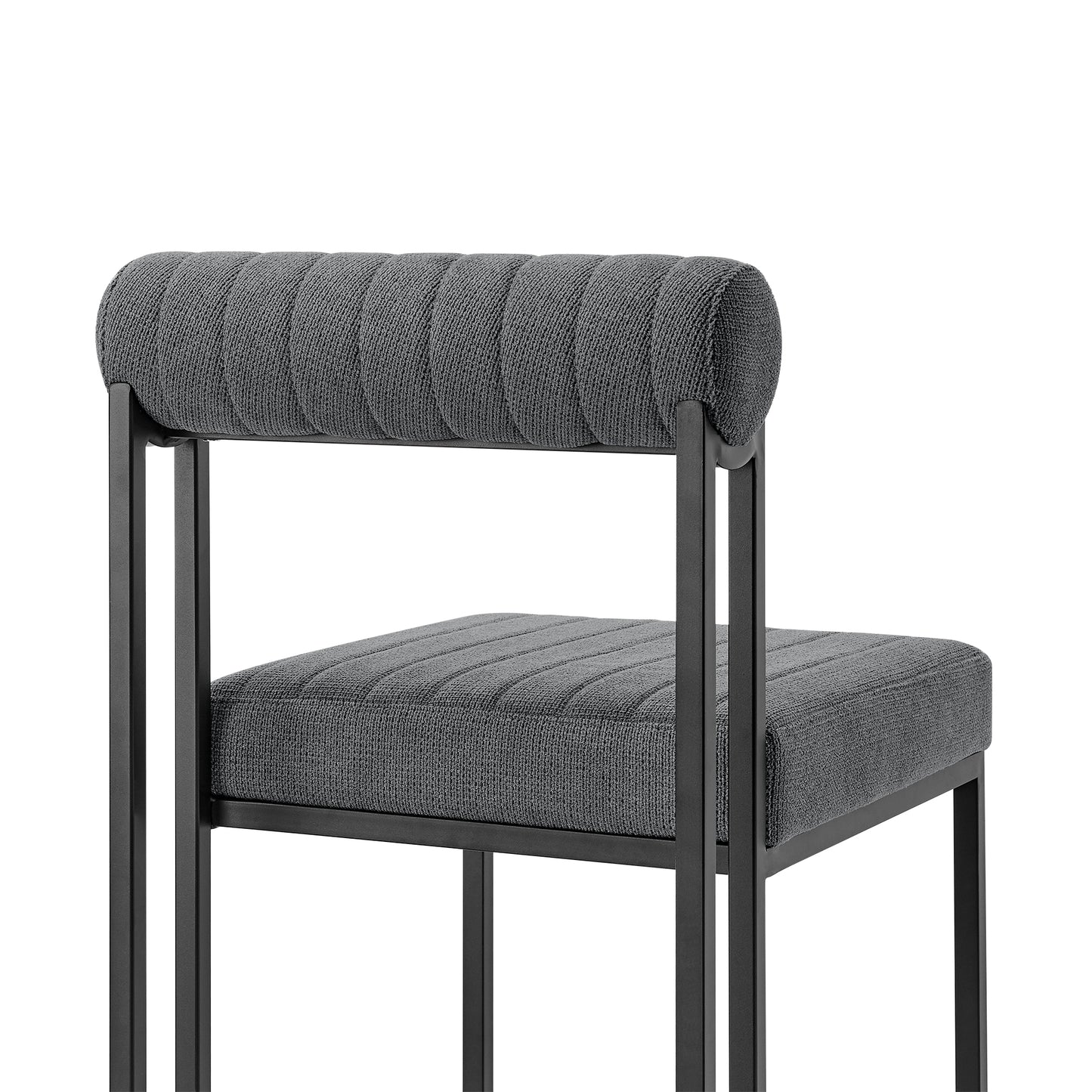 Anastasia Dining Chair with Matte Black Iron and Anchor Gray Fabric - Set of 2 By Armen Living | Dining Chairs | Modishstore - 8