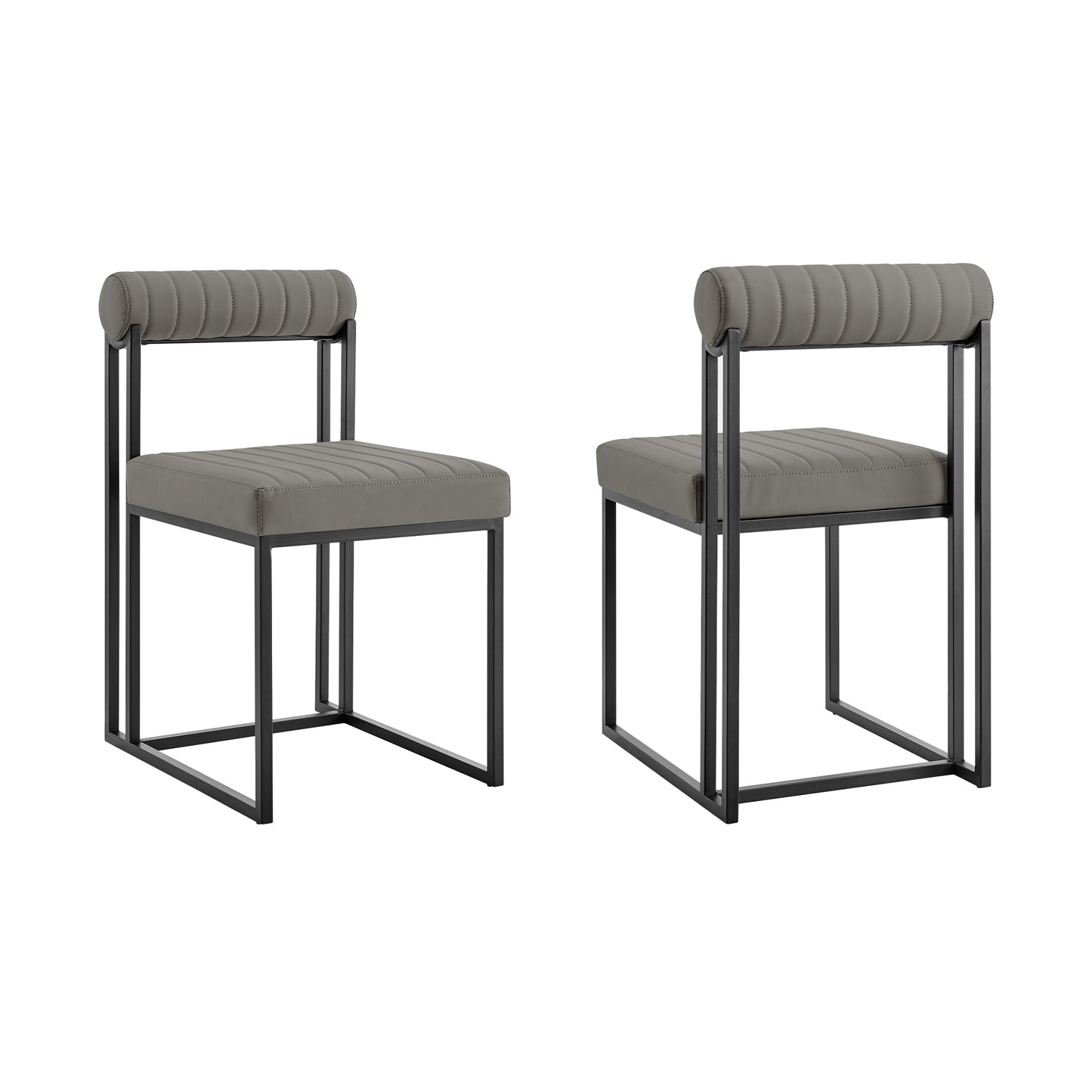 Anastasia Dining Chair with Matte Black Iron and Anchor Gray Fabric - Set of 2 By Armen Living | Dining Chairs | Modishstore - 27