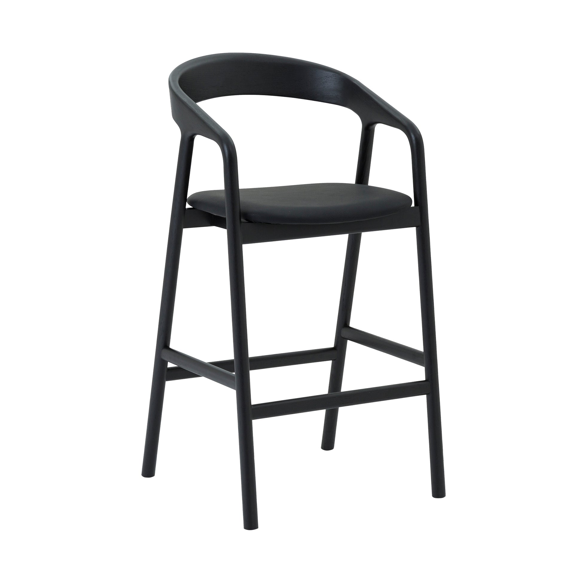 Apache Black Oak Wood and Faux Leather Counter Stool By Armen Living | Bar Stools | Modishstore - 2