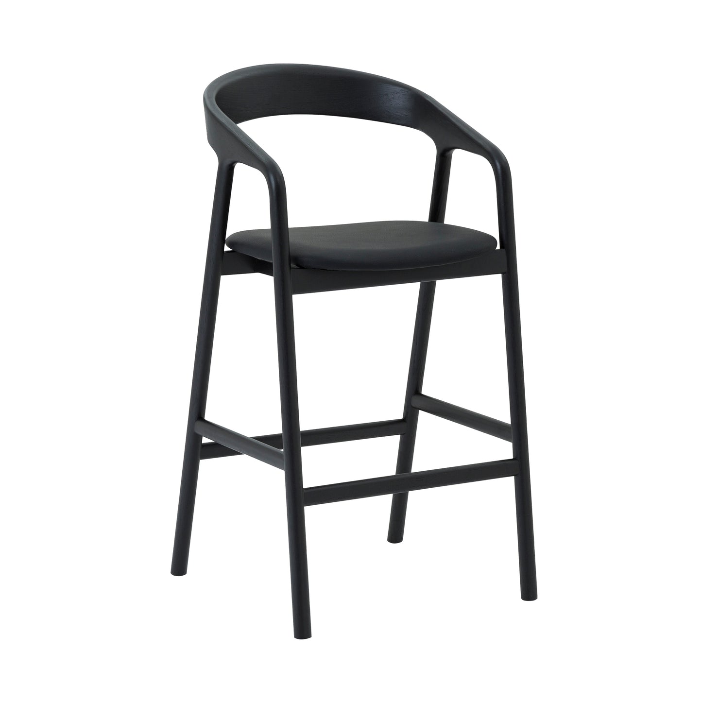 Apache Black Oak Wood and Faux Leather Bar Stool By Armen Living | Bar Stools | Modishstore - 2