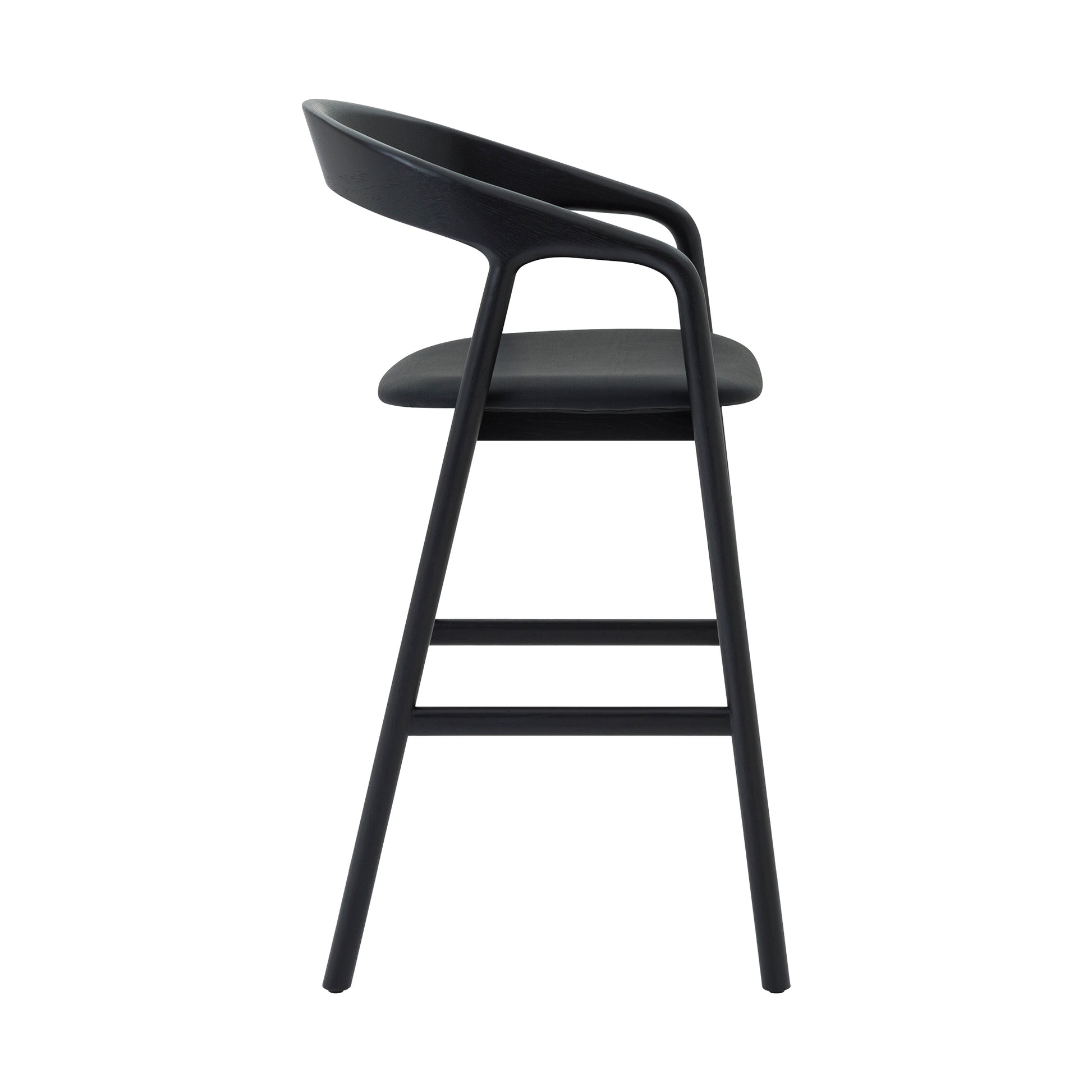 Apache Black Oak Wood and Faux Leather Bar Stool By Armen Living | Bar Stools | Modishstore - 4