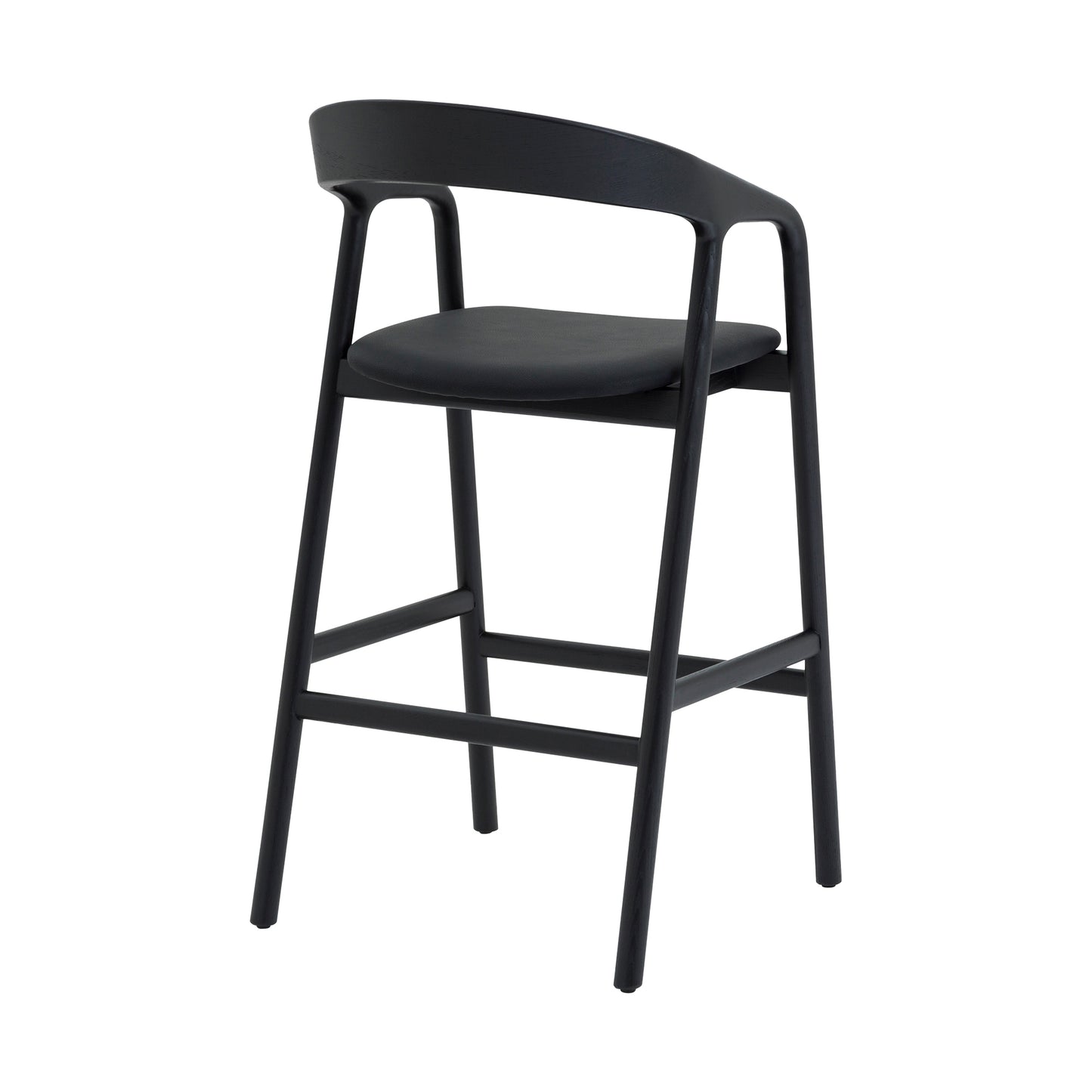 Apache Black Oak Wood and Faux Leather Bar Stool By Armen Living | Bar Stools | Modishstore - 5