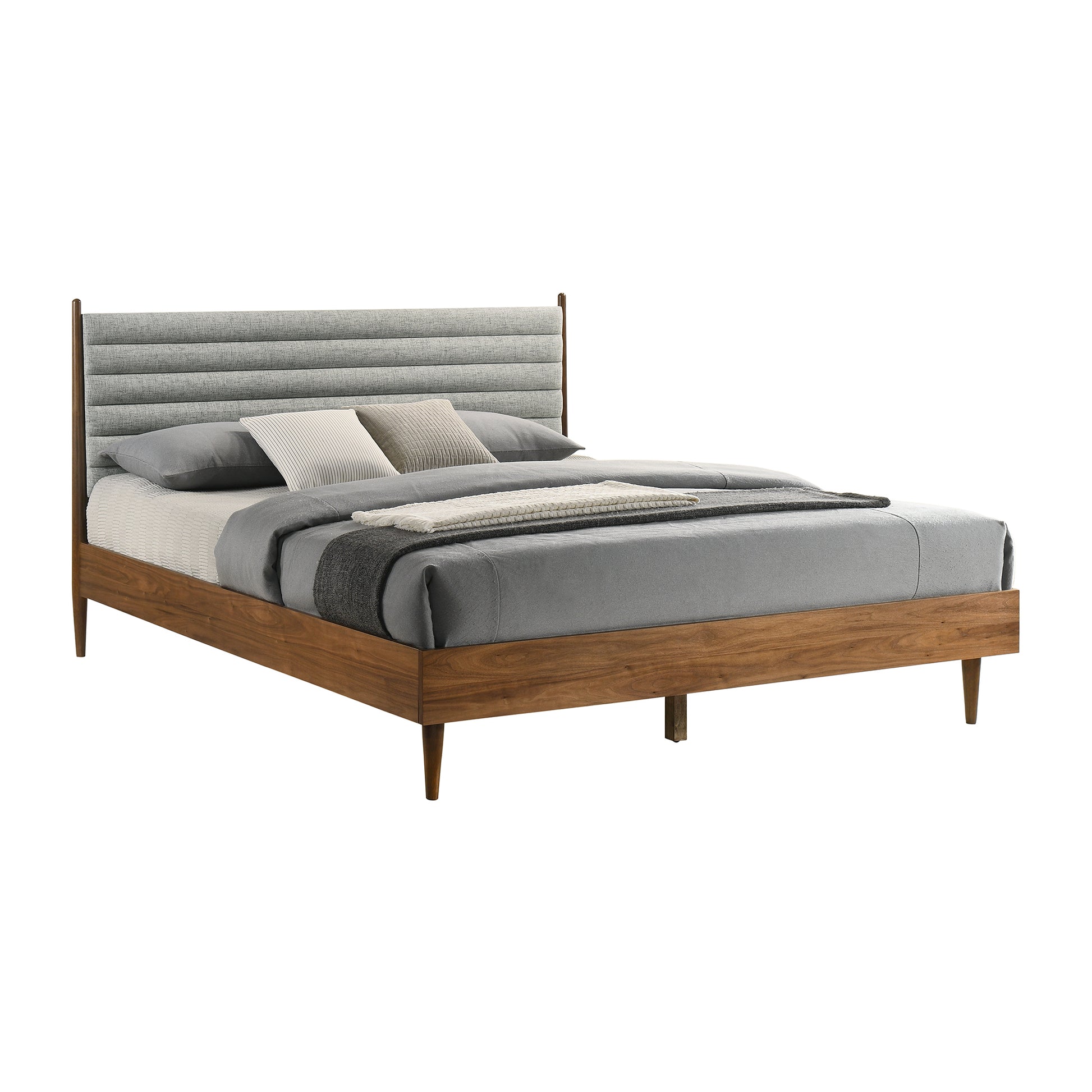 Artemio King Platform Wood Bed Frame in Walnut Finish By Armen Living | Beds | Modishstore - 3