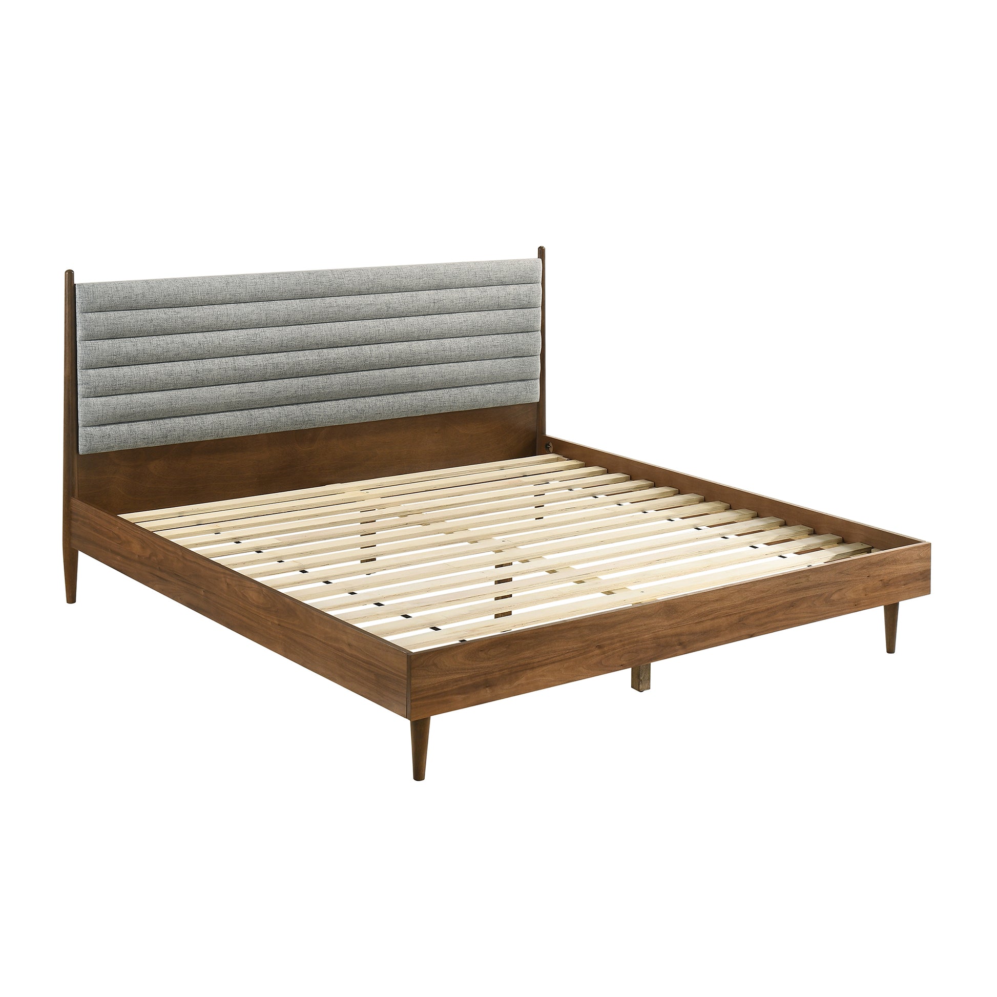 Artemio King Platform Wood Bed Frame in Walnut Finish By Armen Living | Beds | Modishstore - 4