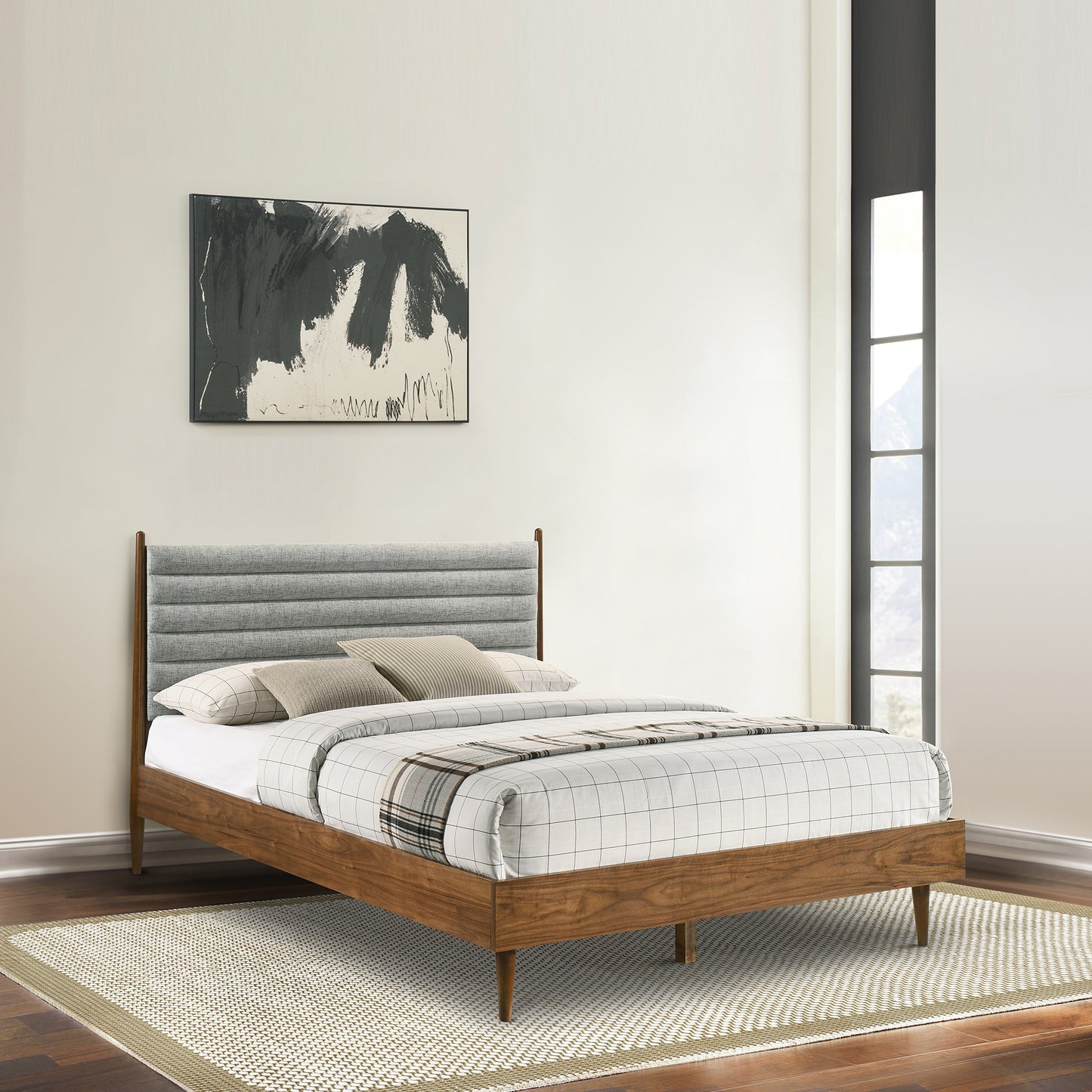 Artemio Queen Platform Wood Bed Frame in Walnut Finish By Armen Living | Beds | Modishstore