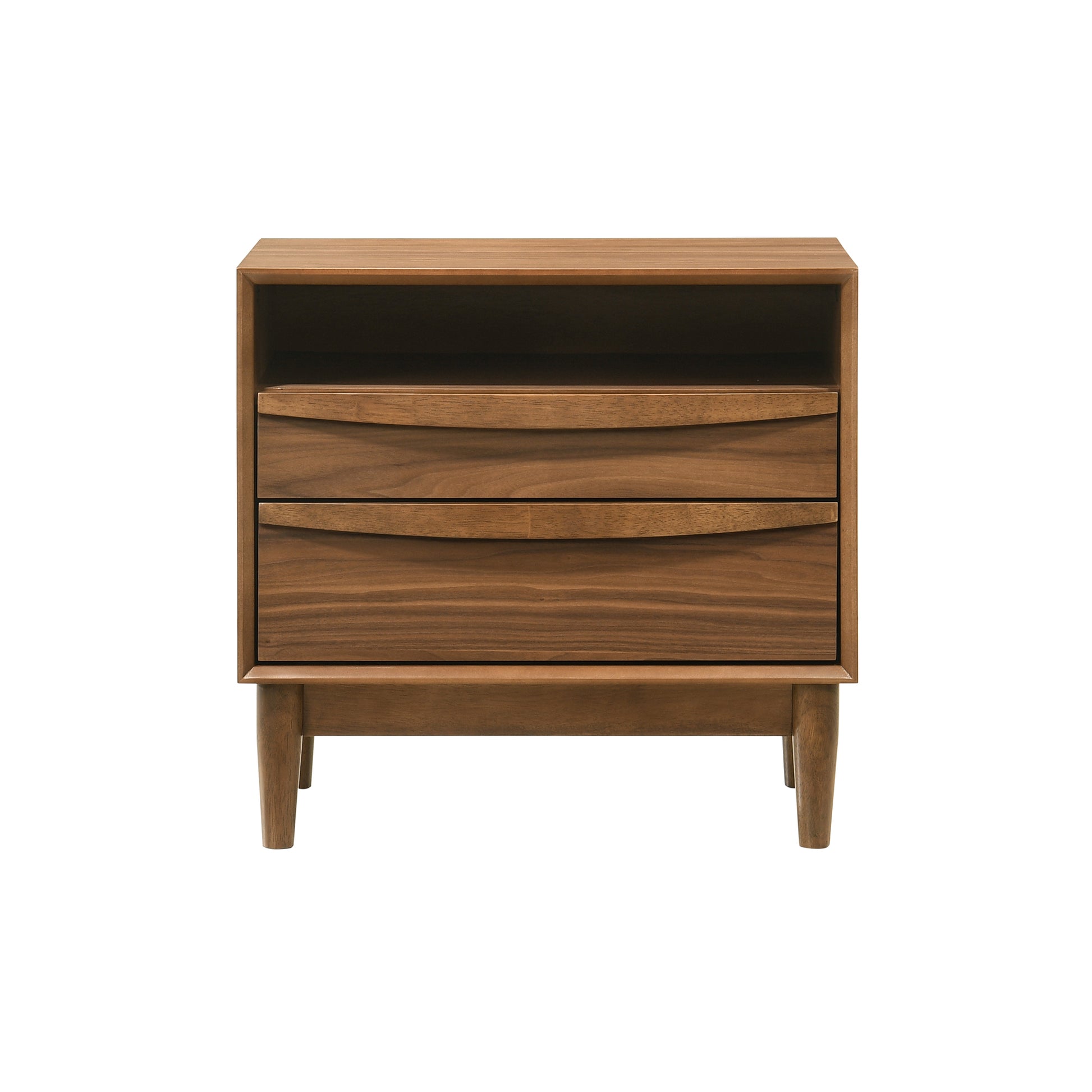 Artemio 2 Drawer Wood Nightstand with Shelf in Walnut Finish By Armen Living | Nightstands | Modishstore - 3