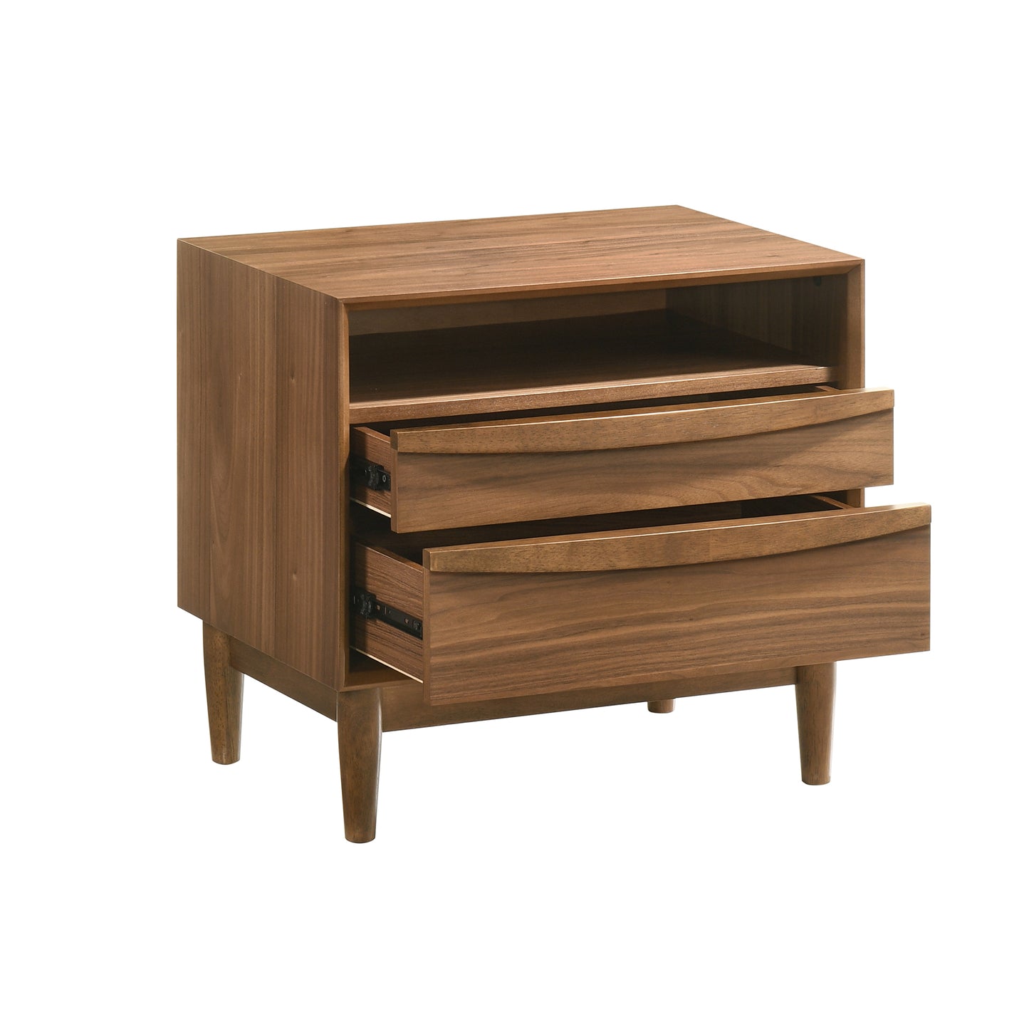 Artemio 2 Drawer Wood Nightstand with Shelf in Walnut Finish By Armen Living | Nightstands | Modishstore - 5