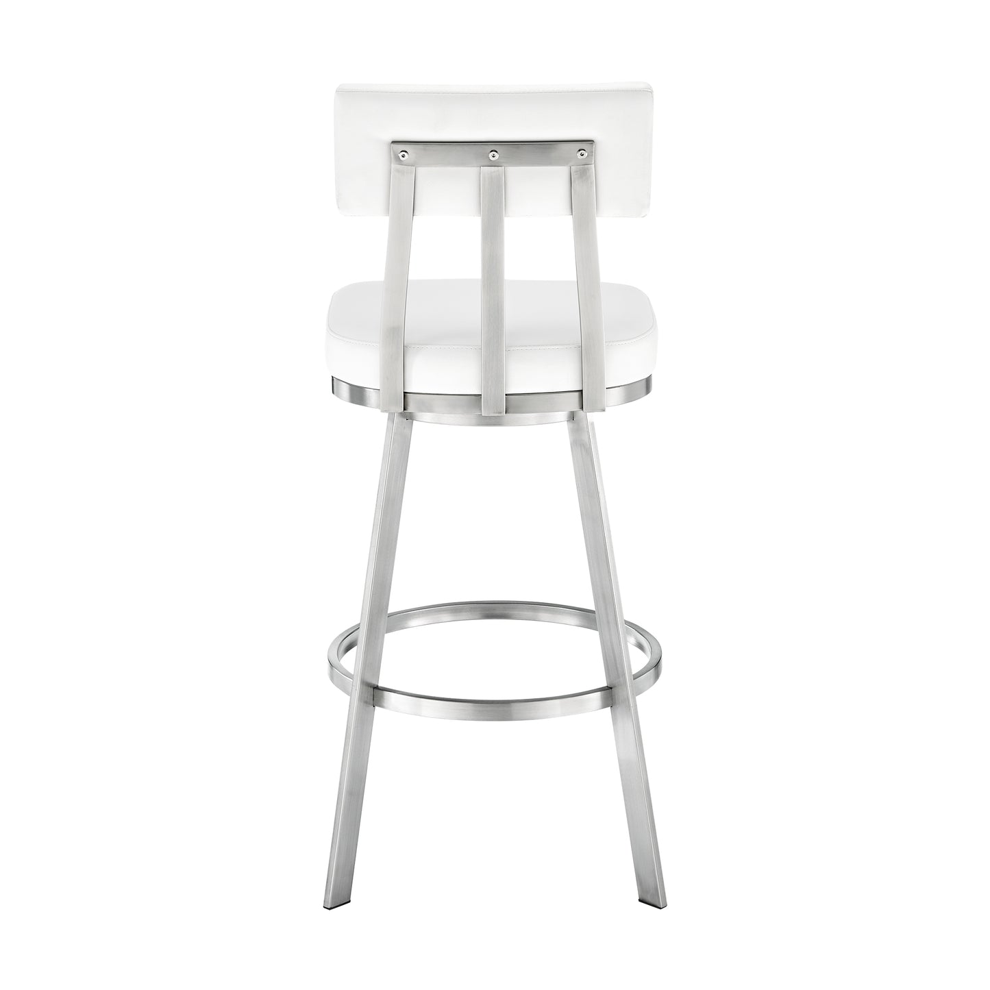 Benjamin 26" Swivel Counter Stool in Brushed Stainless Steel with White Faux Leather By Armen Living | Bar Stools | Modishstore - 5