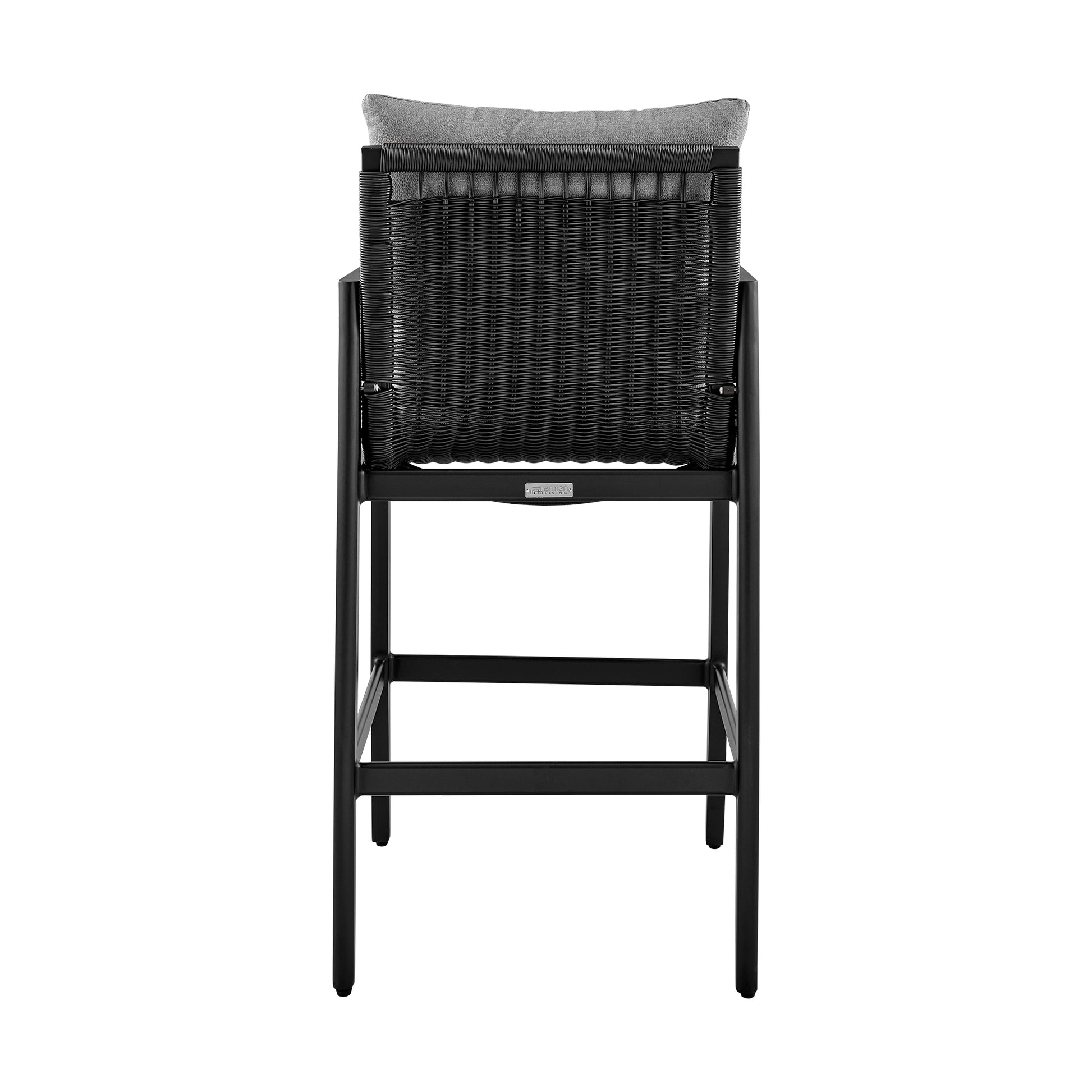 Cayman Outdoor Patio Counter Height Bar Stool in Aluminum with Gray Cushions By Armen Living | Bar Stools | Modishstore - 7