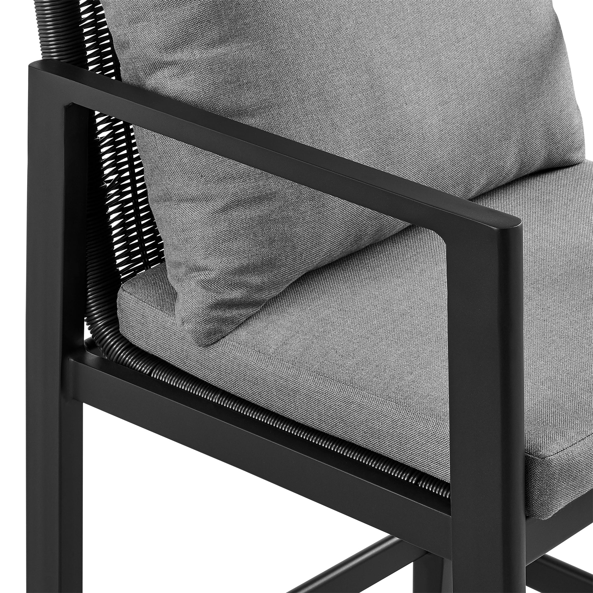 Cayman Outdoor Patio Counter Height Bar Stool in Aluminum with Gray Cushions By Armen Living | Bar Stools | Modishstore - 8