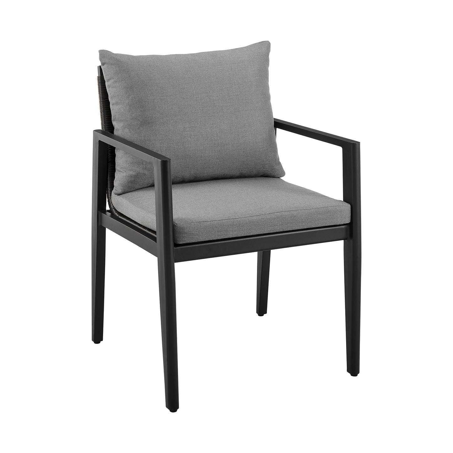 Cayman Outdoor Patio Dining Chairs with Arms in Aluminum with Gray Cushions - Set of 2 By Armen Living | Outdoor Chairs | Modishstore - 4