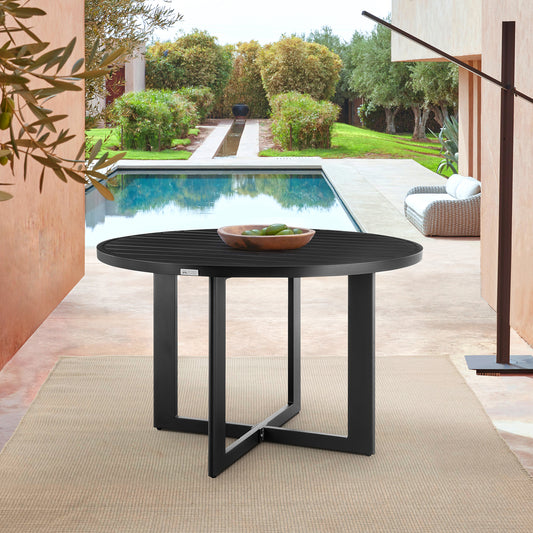 Cayman Outdoor Patio Round Dining Table in Aluminum By Armen Living | Outdoor Tables | Modishstore