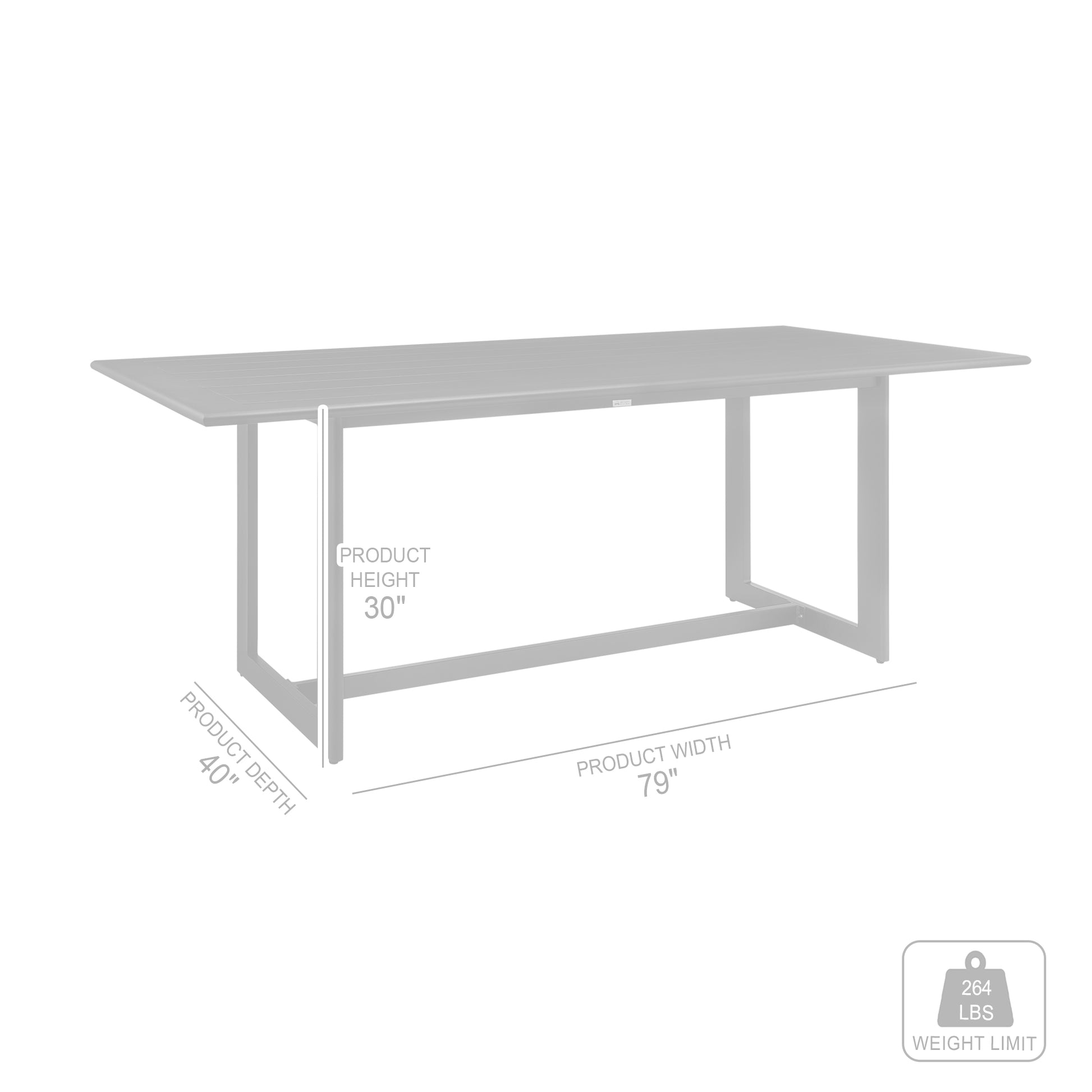 Cayman Outdoor Patio 7-Piece Dining Table Set in Aluminum with Gray Cushions By Armen Living | Outdoor Dining Sets | Modishstore - 10