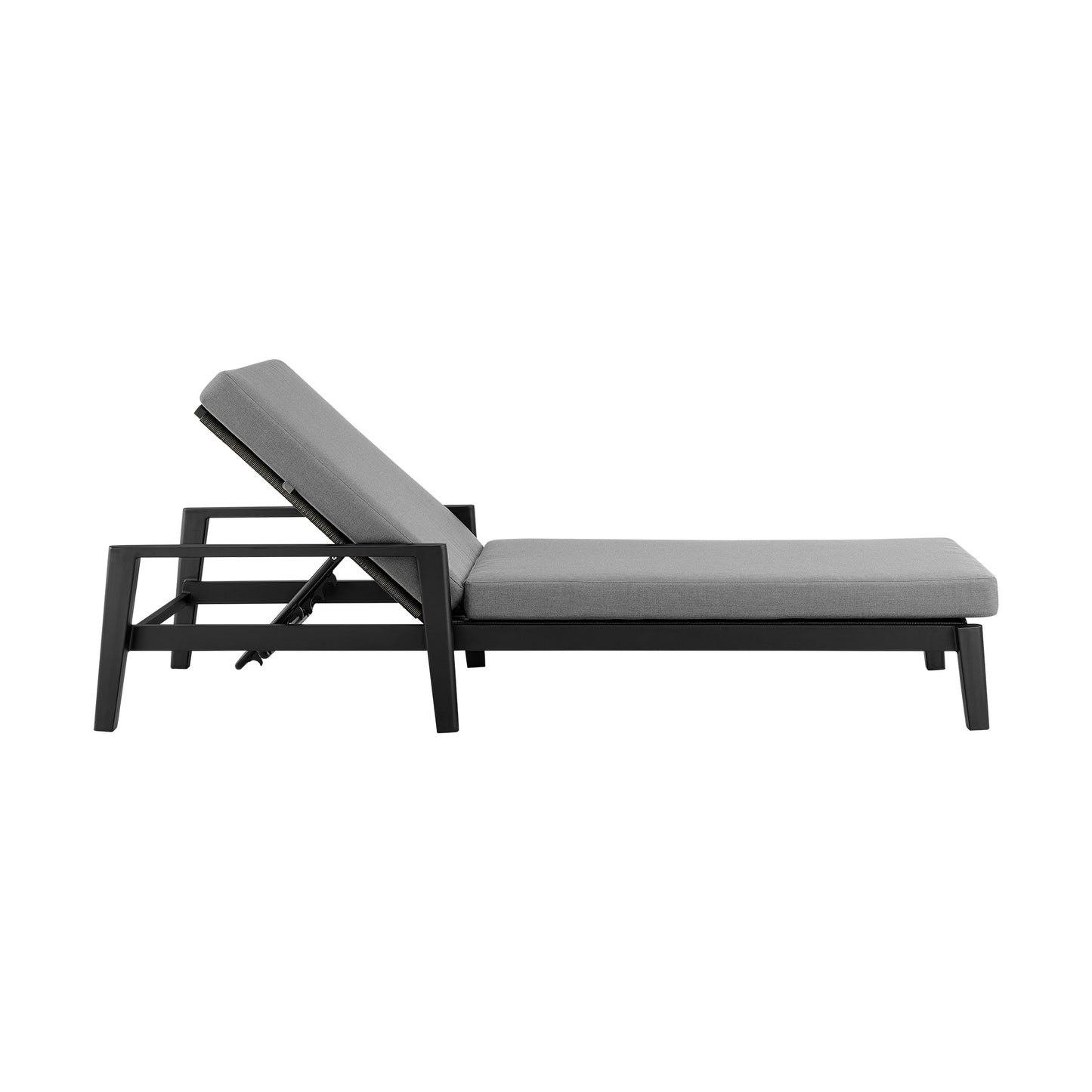 Cayman Outdoor Patio Adjustable Chaise Lounge Chair in Aluminum with Gray Cushions By Armen Living | Outdoor Chaise Lounges | Modishstore - 4