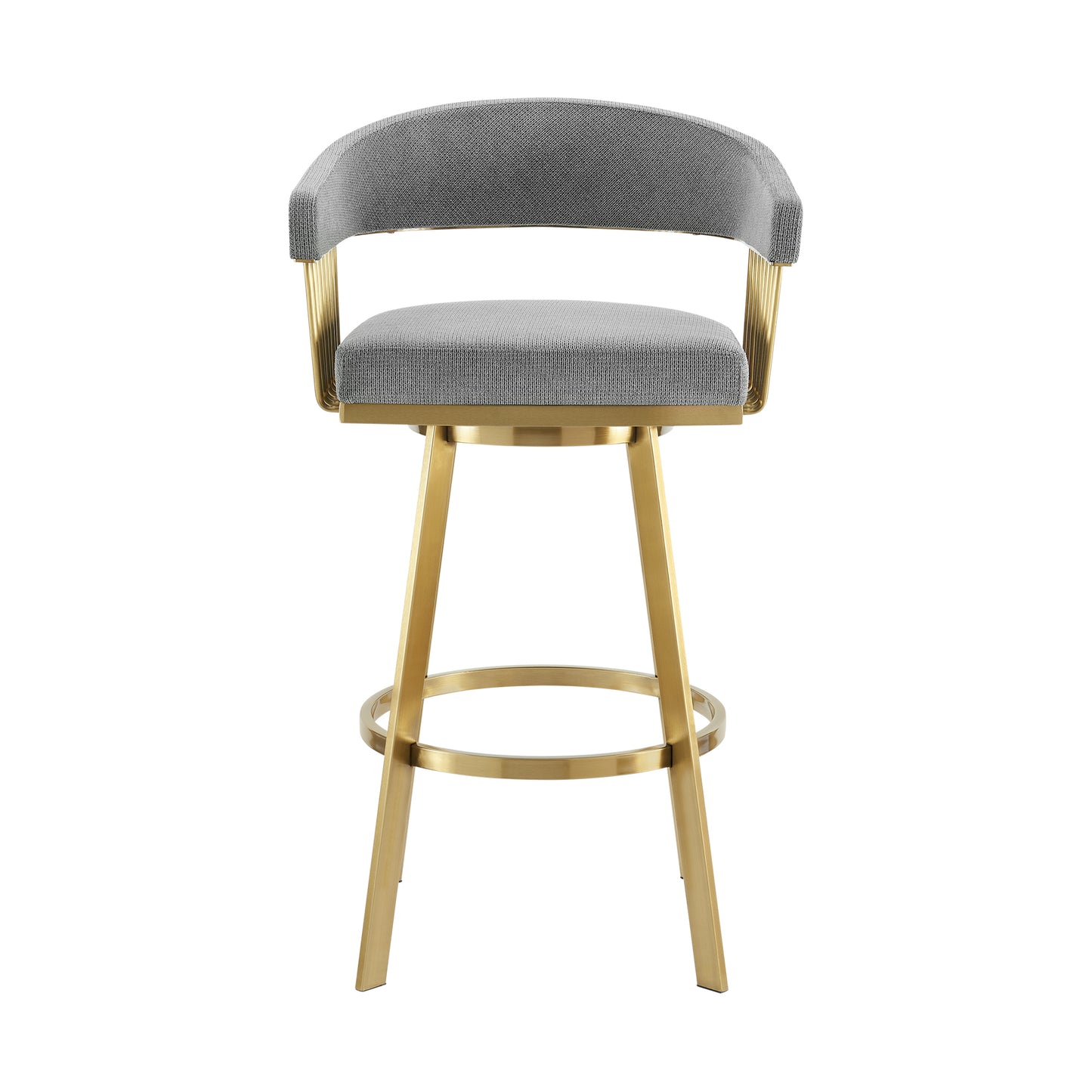 Chelsea 26" Swivel Counter Stool with Gold Brushed Stainless Steel and Anchor Gray Fabric By Armen Living | Bar Stools | Modishstore - 3