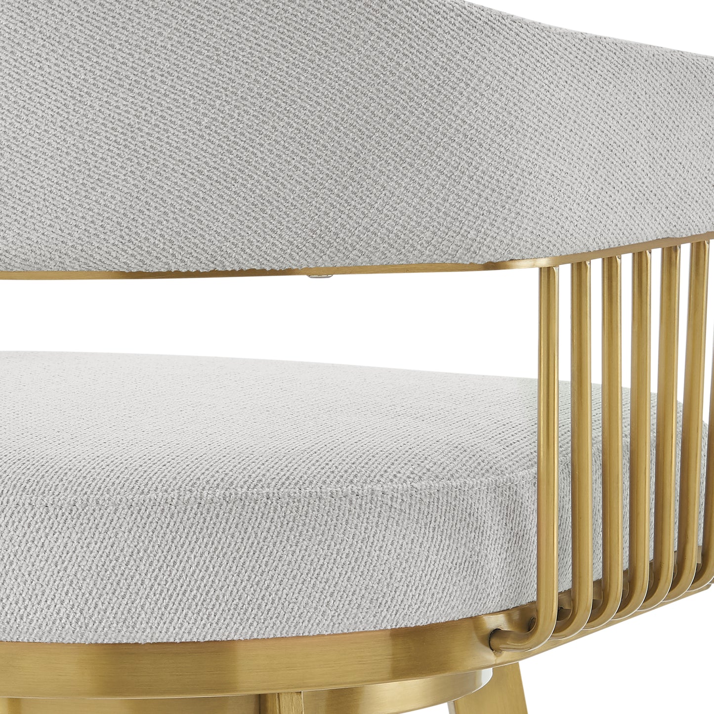 Chelsea 26" Swivel Counter Stool with Gold Brushed Stainless Steel and Silver Fabric By Armen Living | Bar Stools | Modishstore - 10