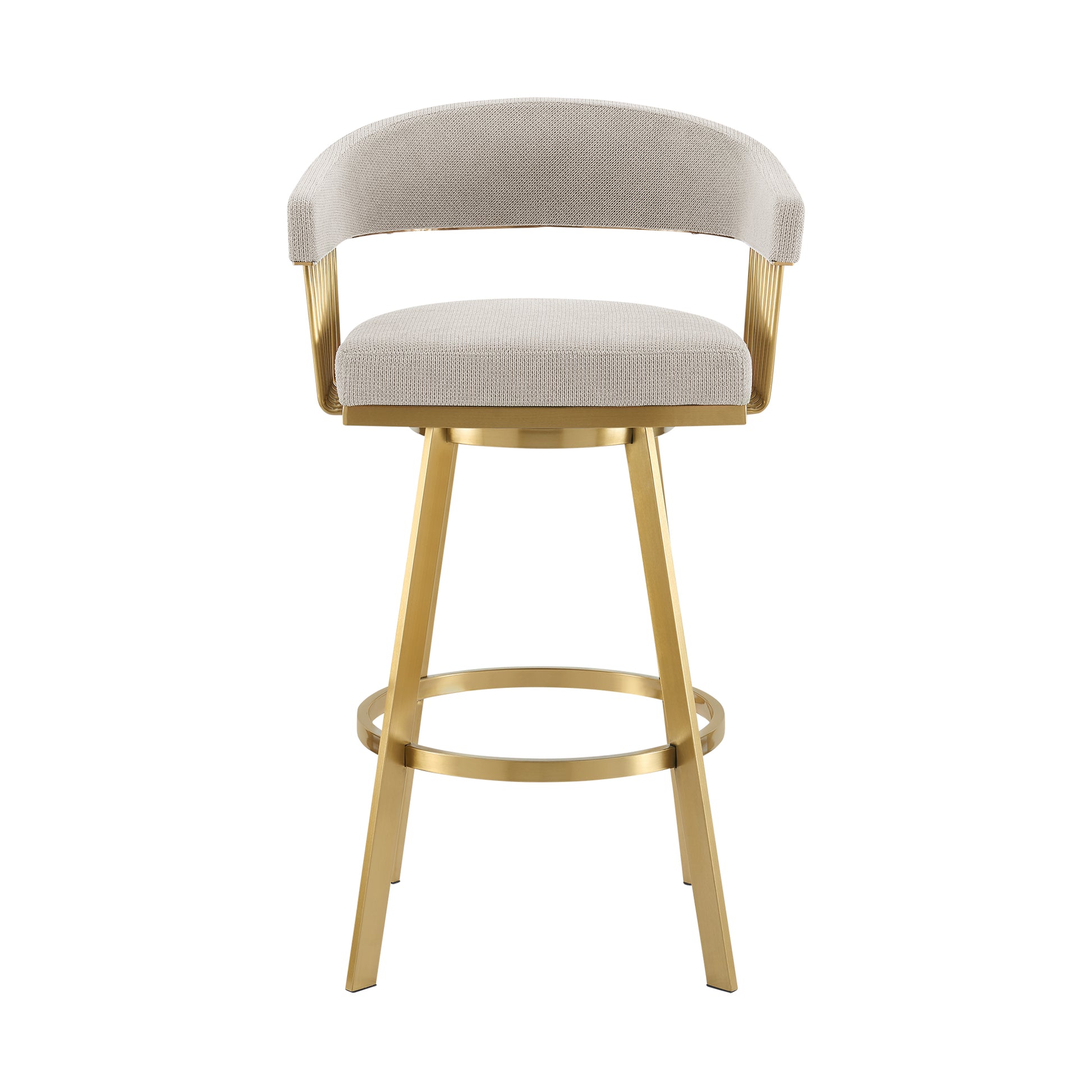 Chelsea 26" Swivel Counter Stool with Gold Brushed Stainless Steel and Taupe Fabric By Armen Living | Bar Stools | Modishstore - 3