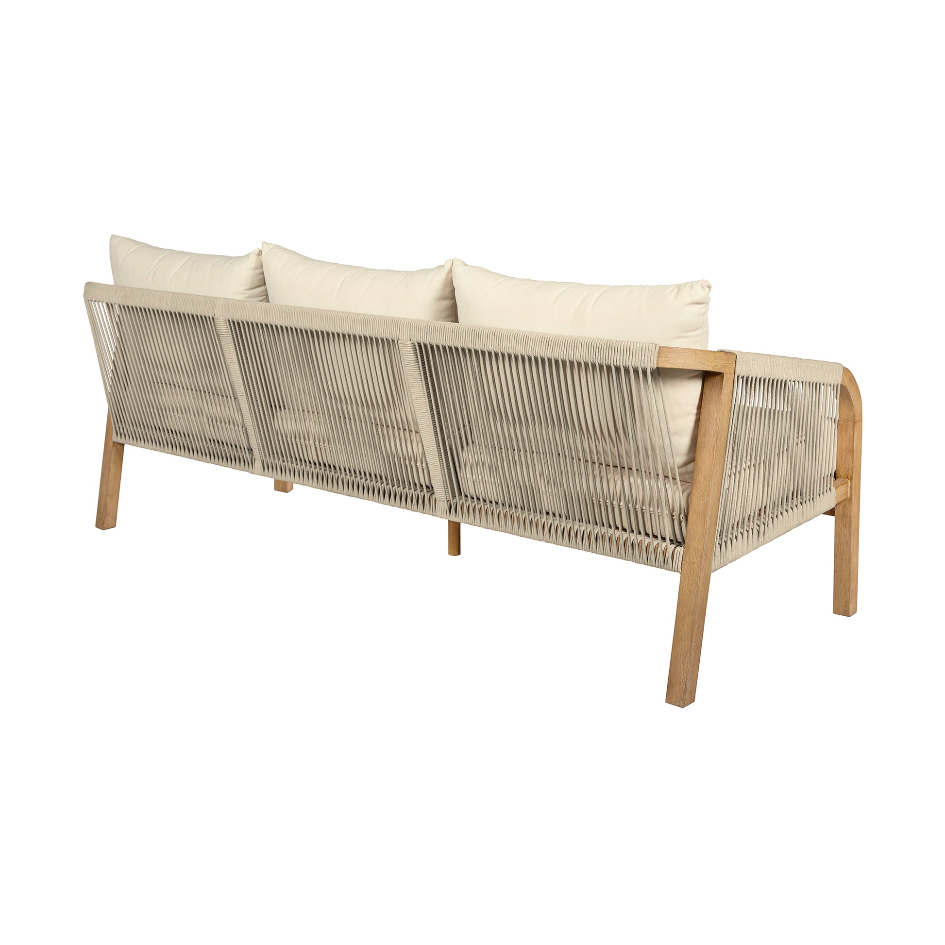 Cypress Outdoor Patio Sofa in Blonde Eucalyptus Wood and Light Gray Rope with Ivory Olefin Cushions By Armen Living | Outdoor Sofas, Loveseats & Sectionals | Modishstore - 5