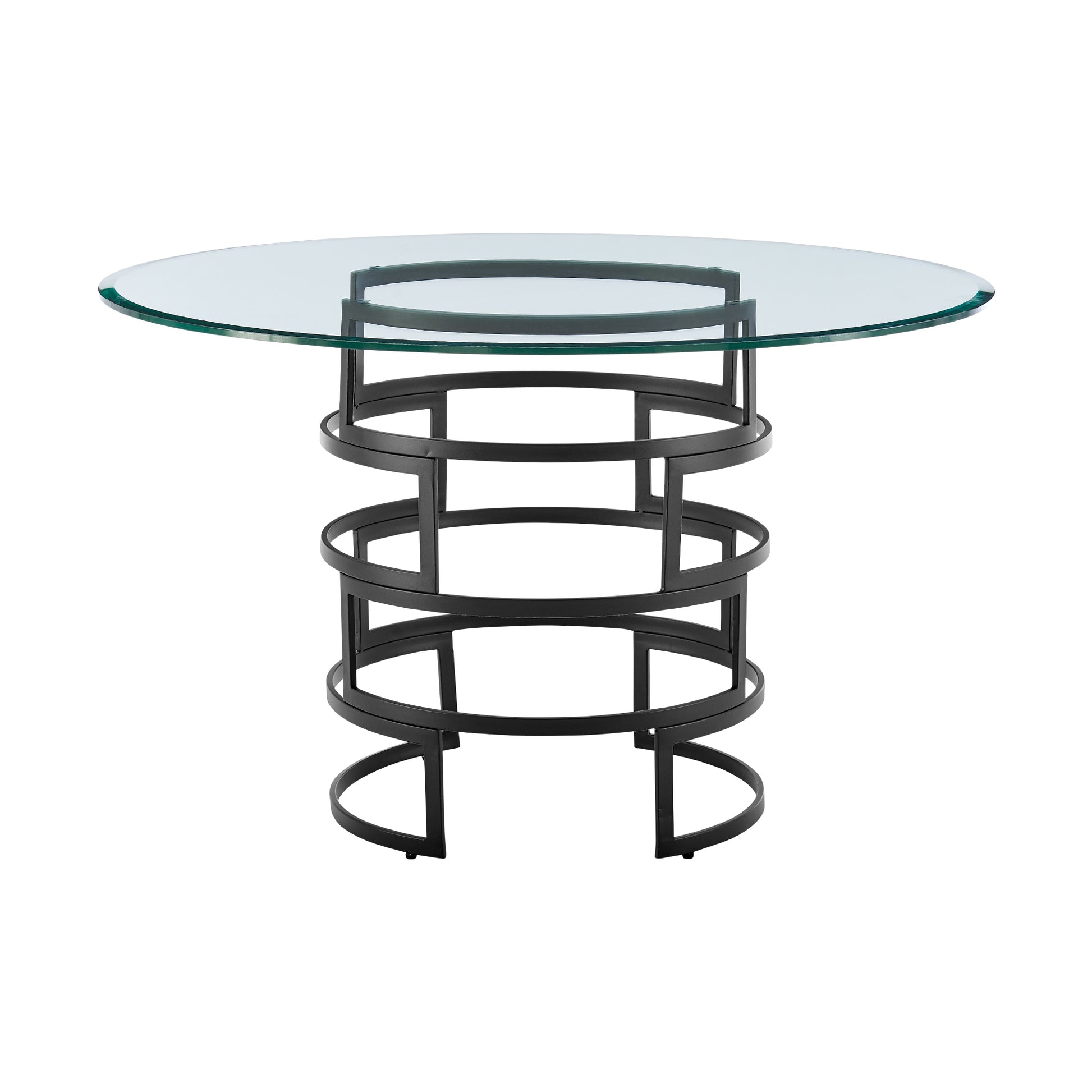 Diaz Contemporary 48" Round Dining Table with Brushed Stainless Steel Base and Glass Tabletop By Armen Living | Dining Tables | Modishstore - 12