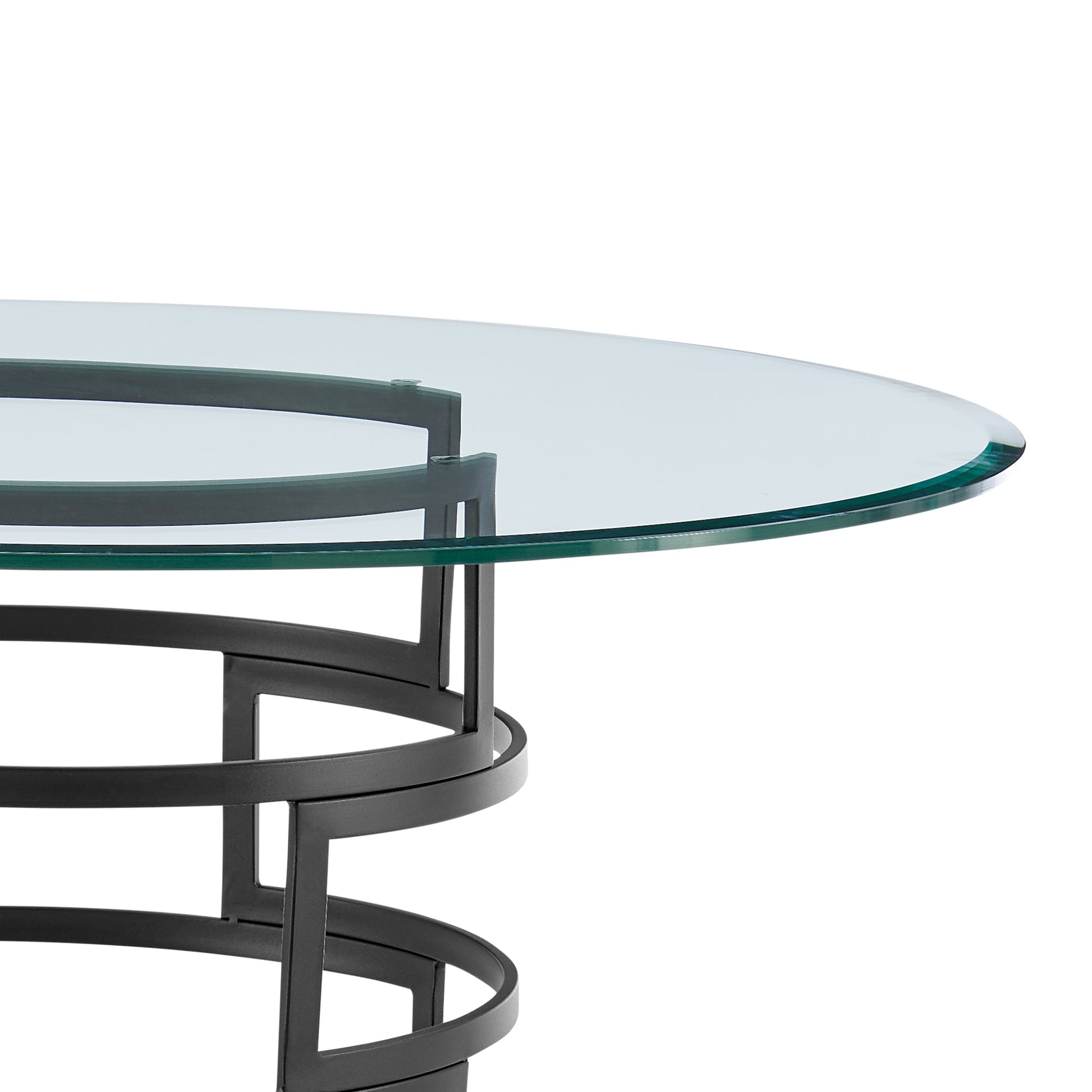 Diaz Contemporary 48" Round Dining Table with Brushed Stainless Steel Base and Glass Tabletop By Armen Living | Dining Tables | Modishstore - 14