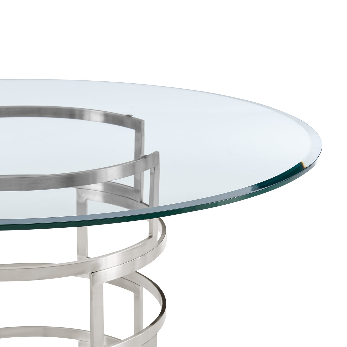 Diaz Contemporary 48" Round Dining Table with Brushed Stainless Steel Base and Glass Tabletop By Armen Living | Dining Tables | Modishstore - 5