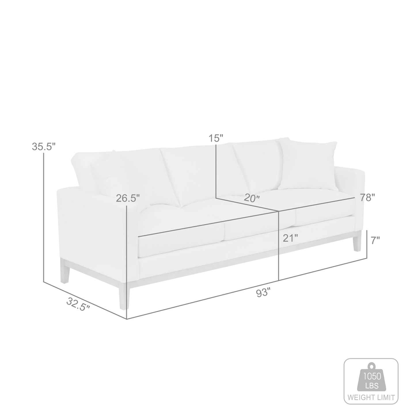 Donna 93" Upholstered Sofa in Sugar By Armen Living | Sofas | Modishstore - 16