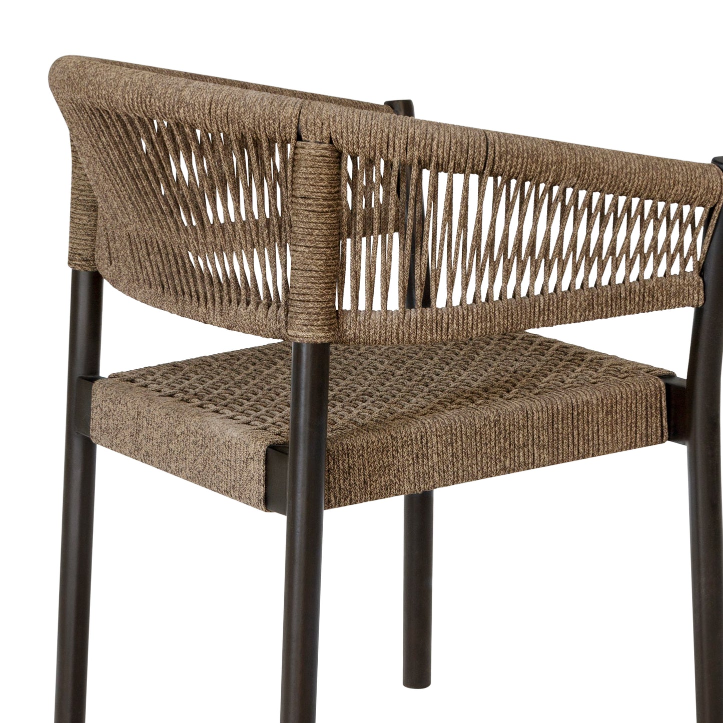 Doris Outdoor Patio Dining Chair in Dark Eucalyptus Wood with Truffle Rope - Set of 2 By Armen Living | Outdoor Chairs | Modishstore - 9