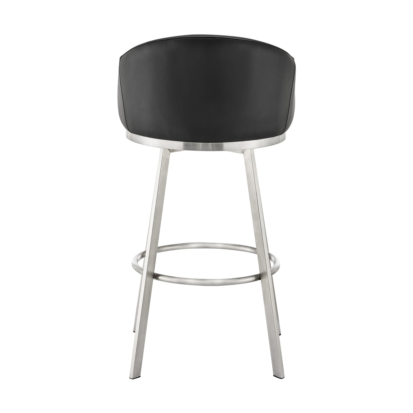 Eleanor 26" Swivel Counter Stool in Brushed Stainless Steel and Black Faux Leather By Armen Living | Bar Stools | Modishstore - 6