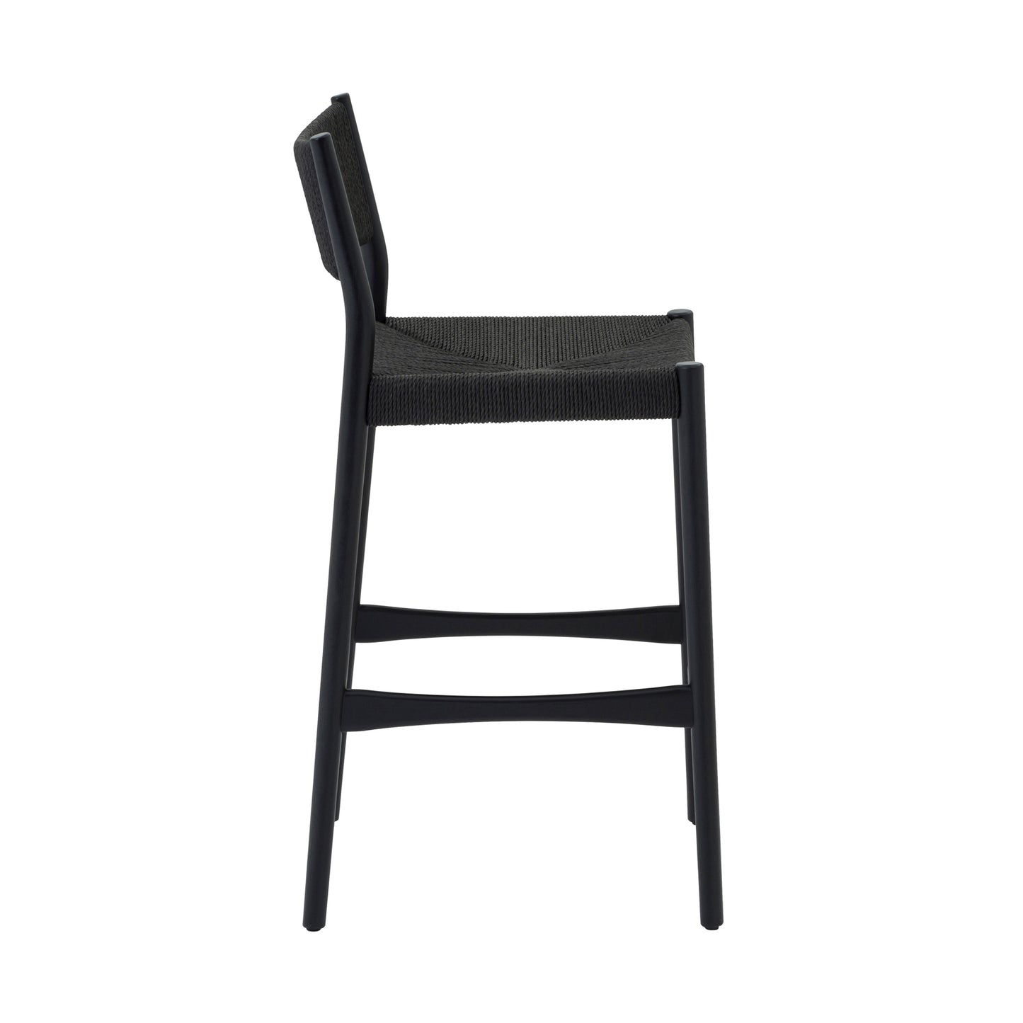 Erie Black Woven Paper Cord and Wood Counter Stool By Armen Living | Bar Stools | Modishstore - 4