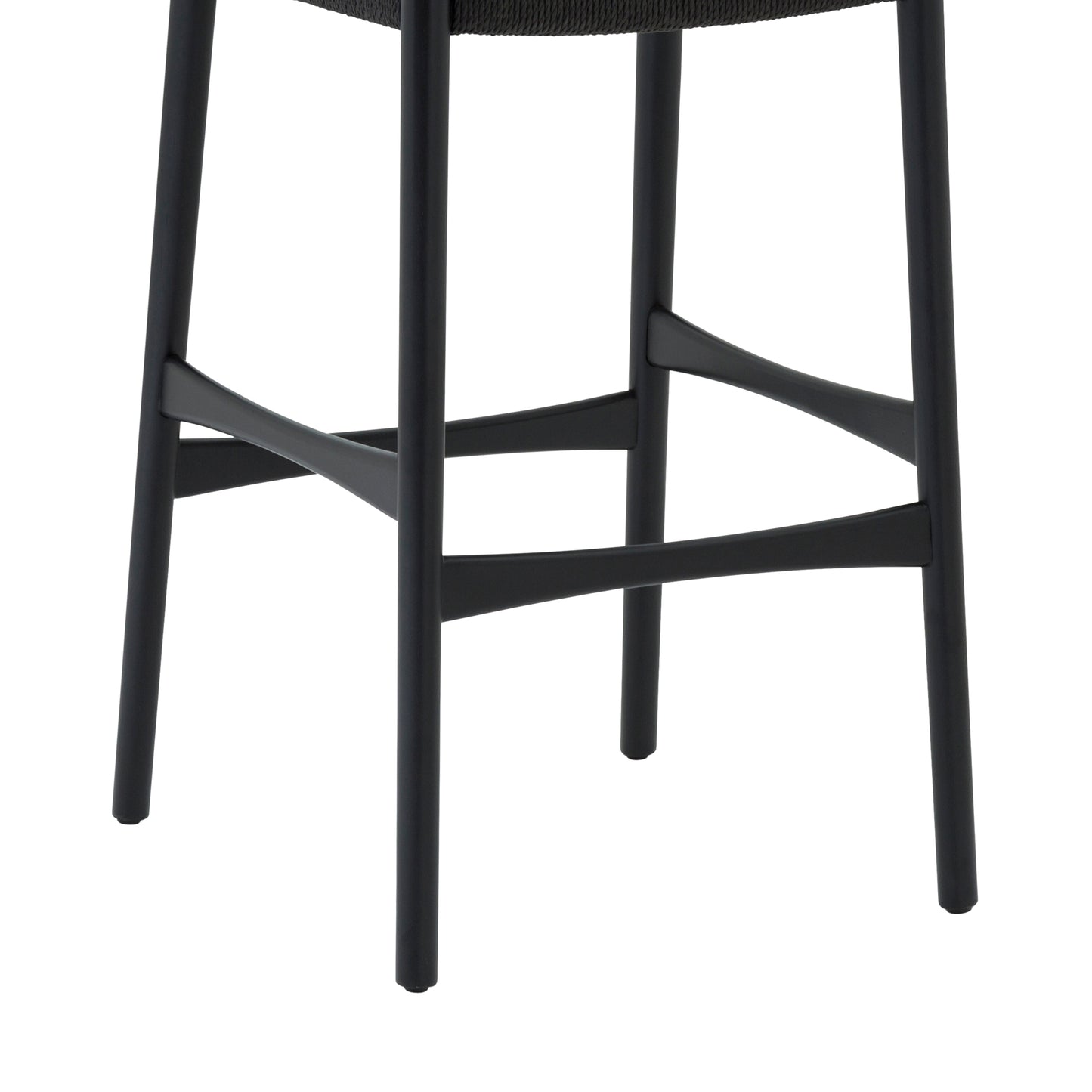 Erie Black Woven Paper Cord and Wood Counter Stool By Armen Living | Bar Stools | Modishstore - 11